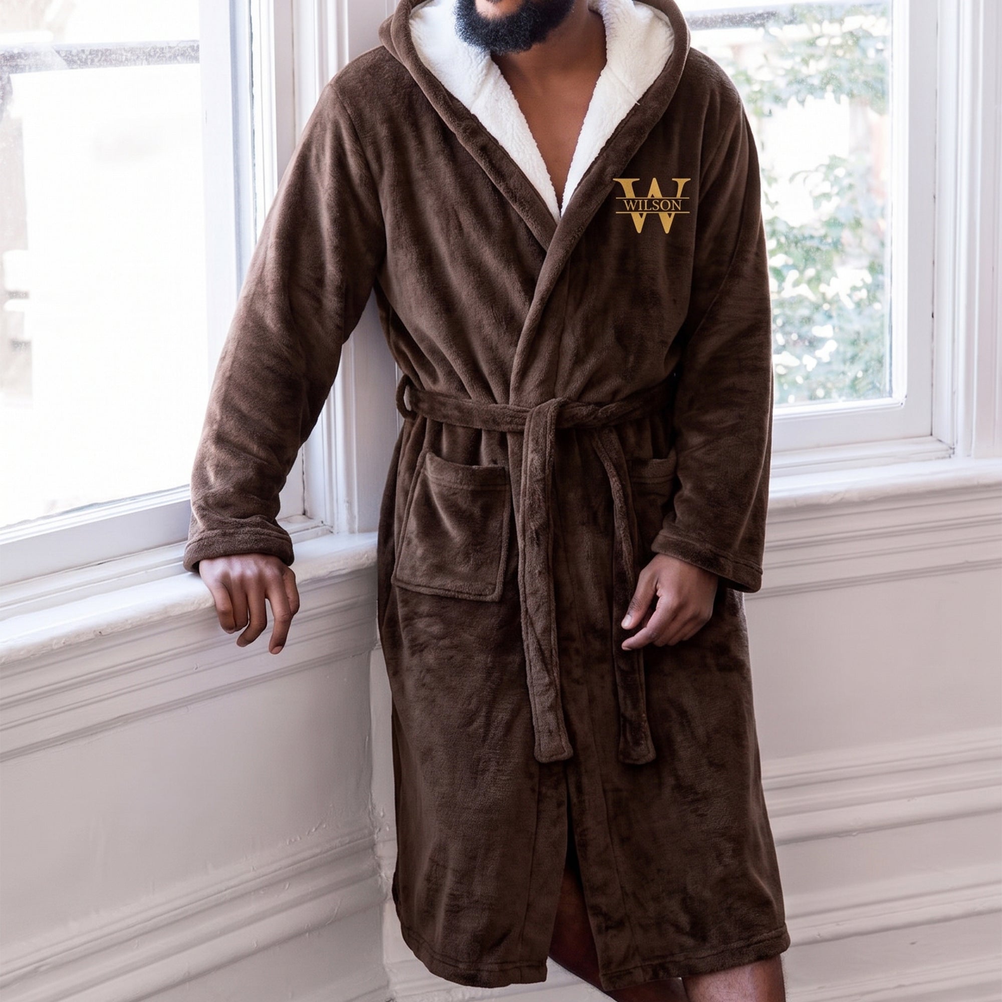 Custom Elegant & Vintage Monogram, Best Man Groom Groomsman Robe, Gift For Men, Him - Personalized Robe