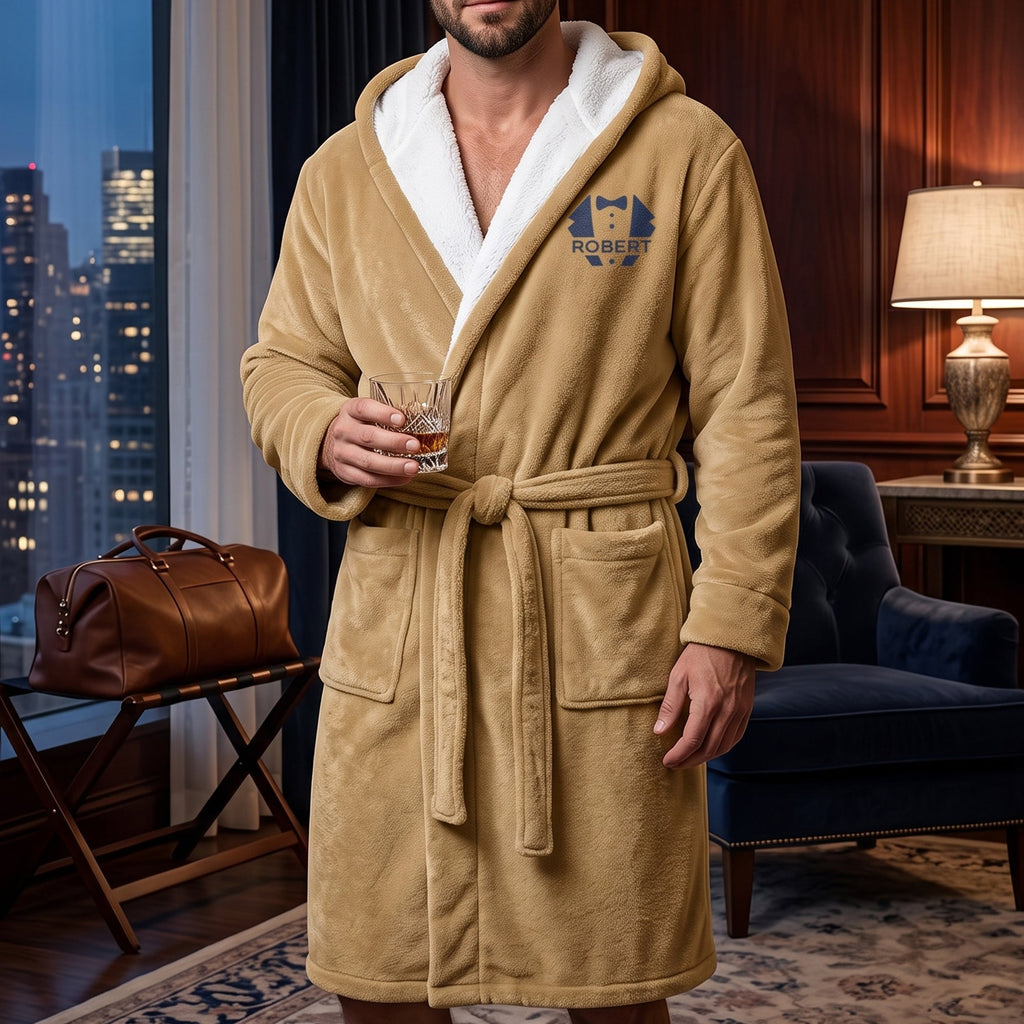 Custom Elegant & Vintage Monogram, Best Man Groom Groomsman Robe, Gift For Men, Him - Personalized Robe