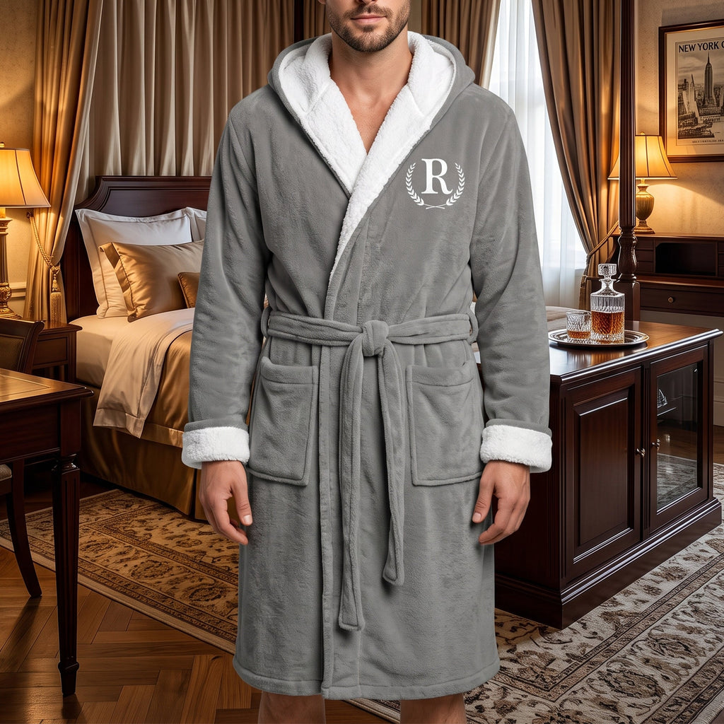 Custom Elegant & Vintage Monogram, Best Man Groom Groomsman Robe, Gift For Men, Him - Personalized Robe