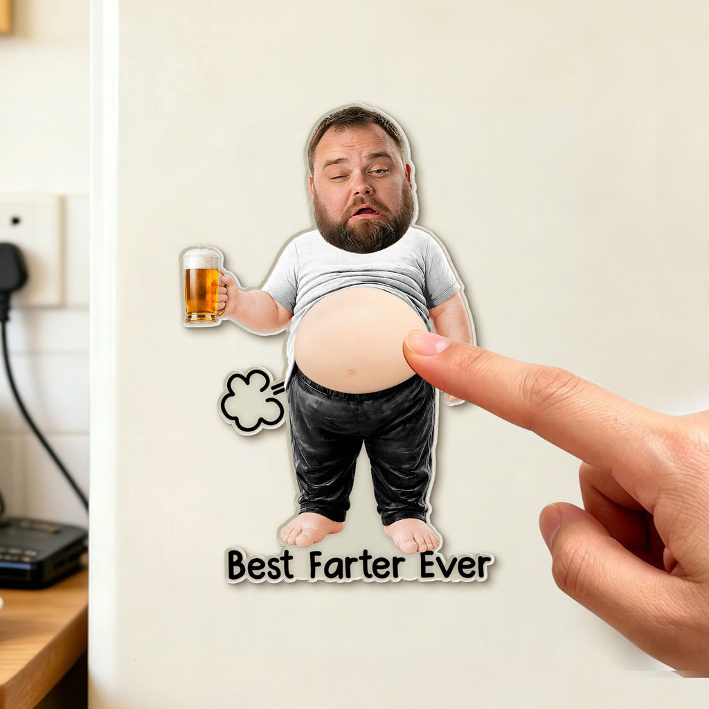 Custom Face - Best Farter Ever - 3D Funny Gifts For Him, Dad, Kid, Family, Coworker, Friends - Personalized Fridge Magnet