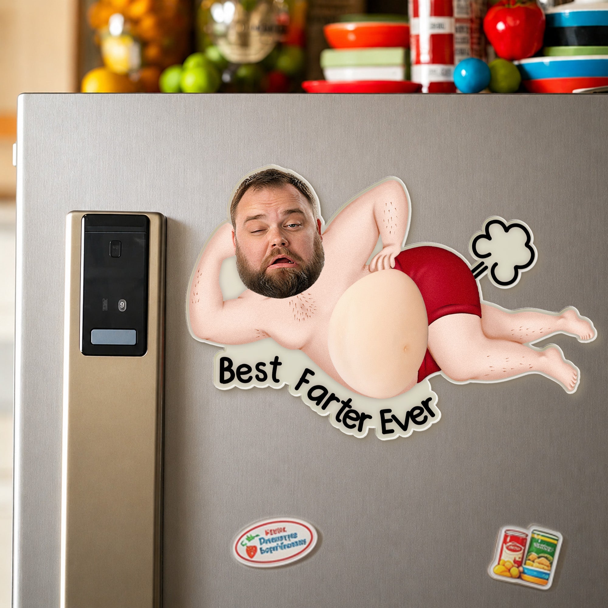 Custom Face - Best Farter Ever - 3D Funny Gifts For Him, Dad, Kid, Family, Coworker, Friends - Personalized Fridge Magnet
