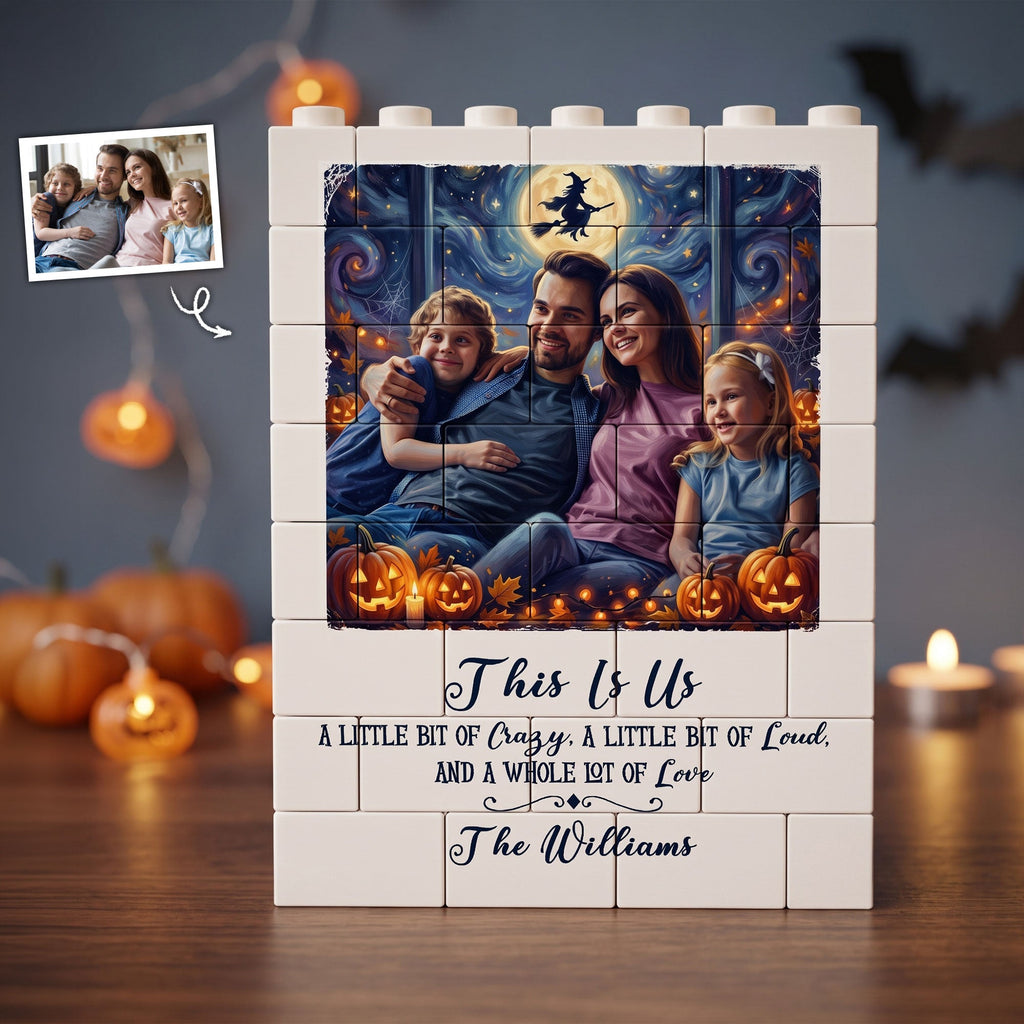 Custom Family Photo Halloween - Personalized Building Blocks
