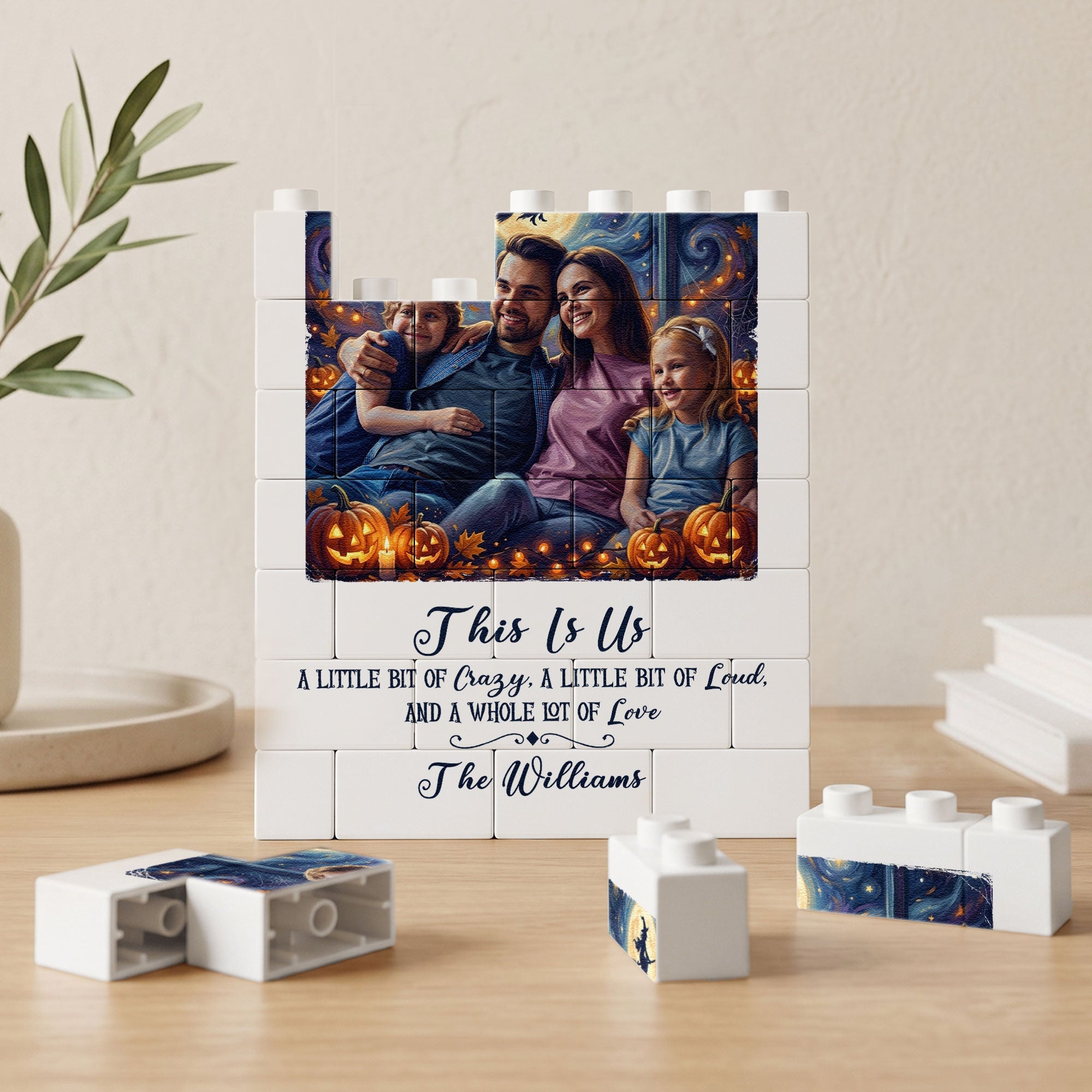 Custom Family Photo Halloween - Personalized Building Blocks