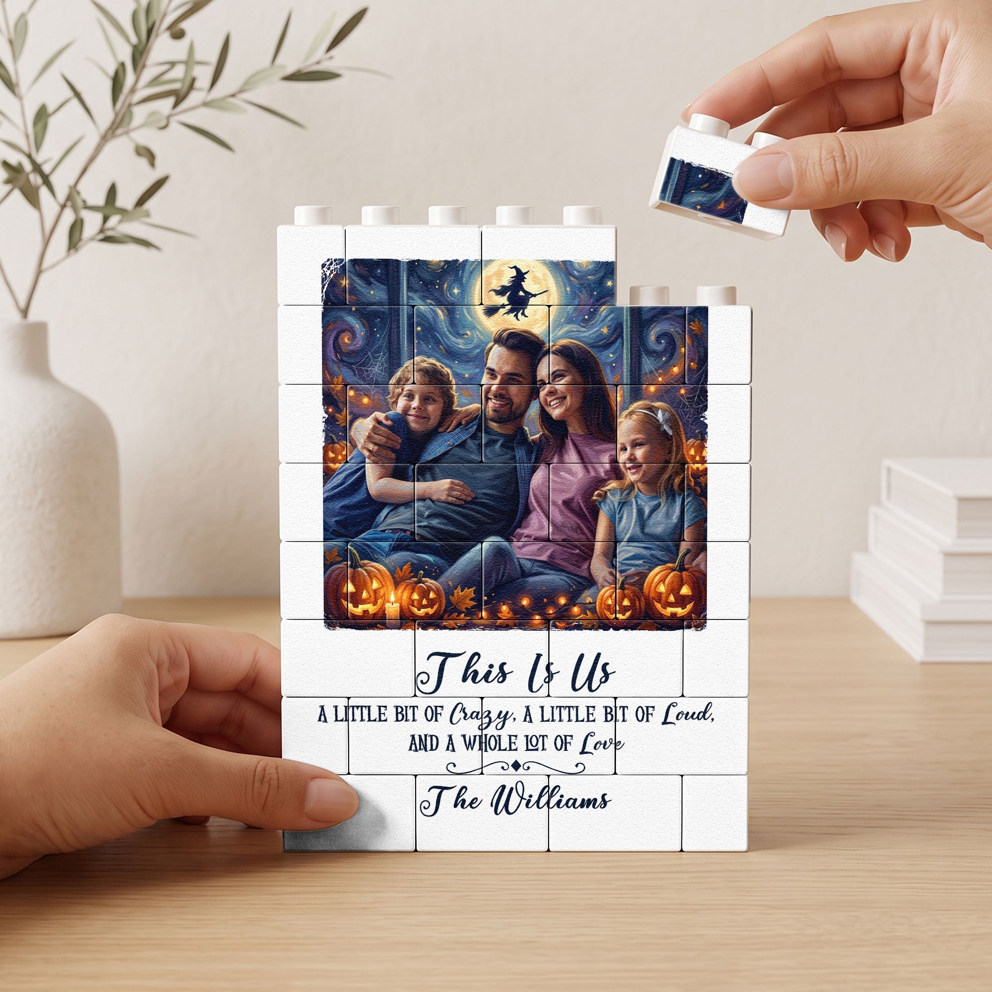 Custom Family Photo Halloween - Personalized Building Blocks