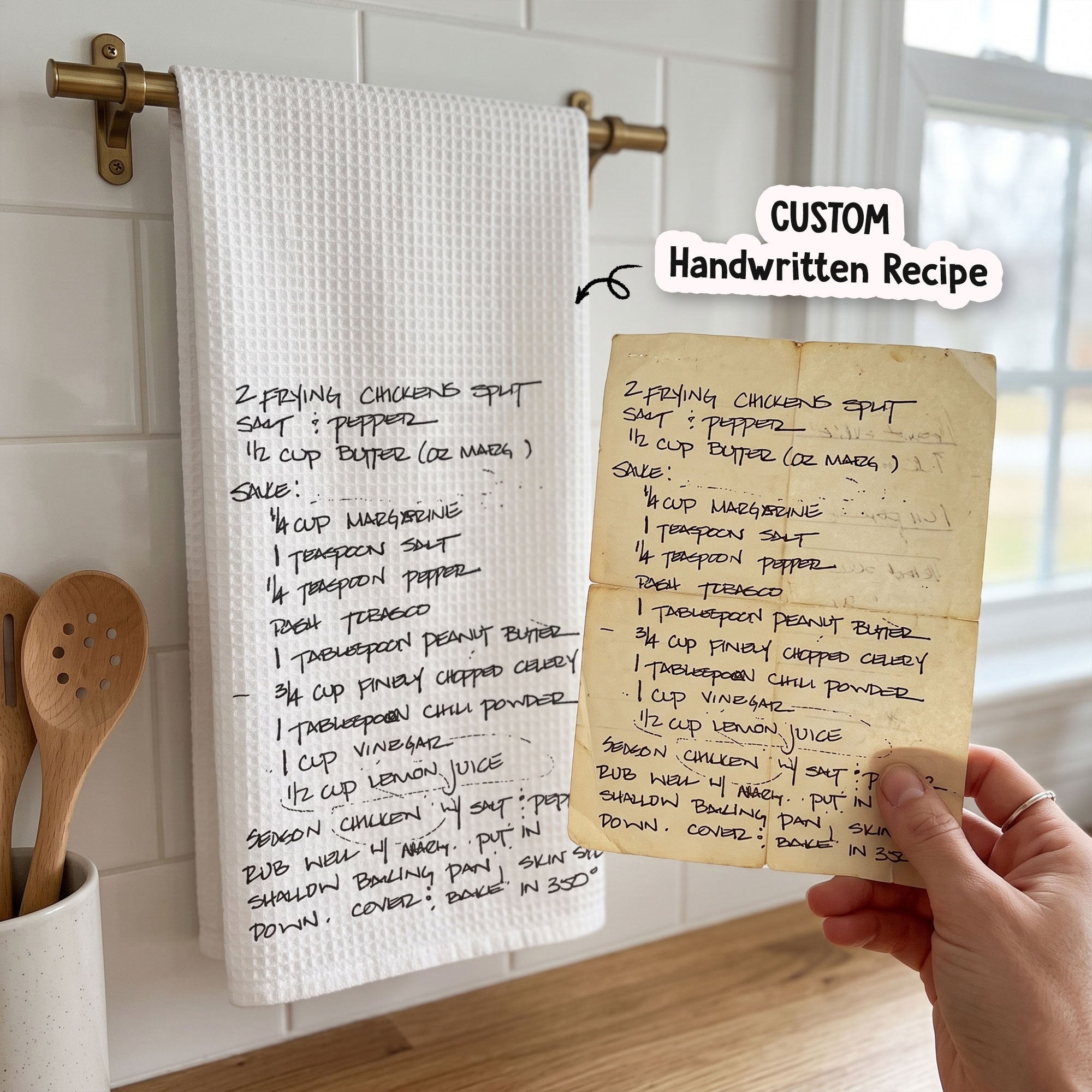 Custom Family Recipe, Mom Grandma Handwriting Recipe Towels, Heirloom Gift - Personalized Kitchen Towel
