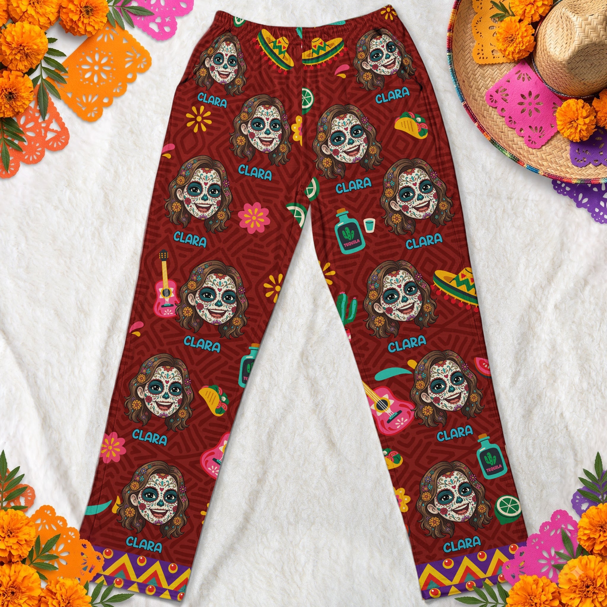Custom Foto Dia De Los Muertos Mexican Day Of The Dead - Personalized Lounge Pants