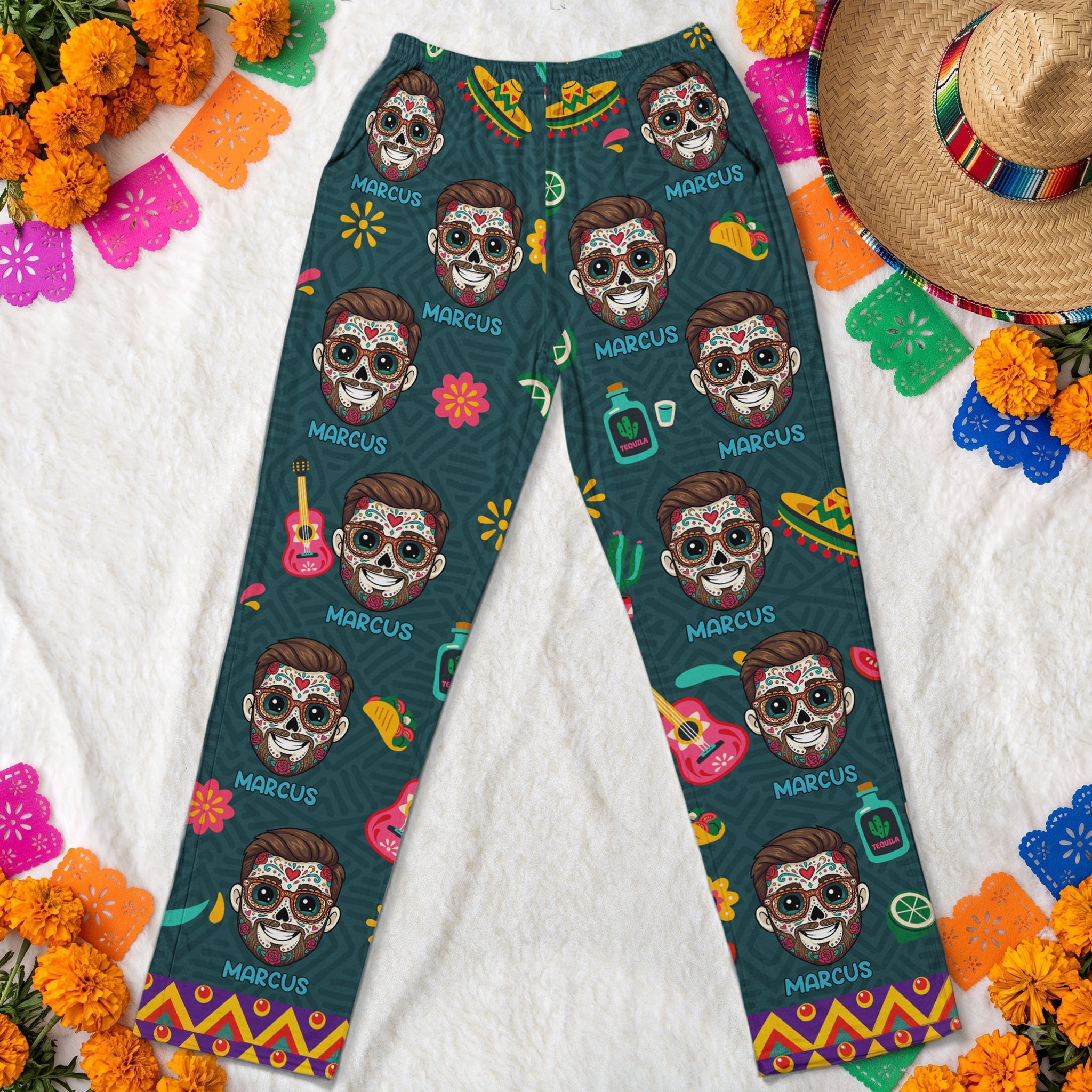 Custom Foto Dia De Los Muertos Mexican Day Of The Dead - Personalized Lounge Pants