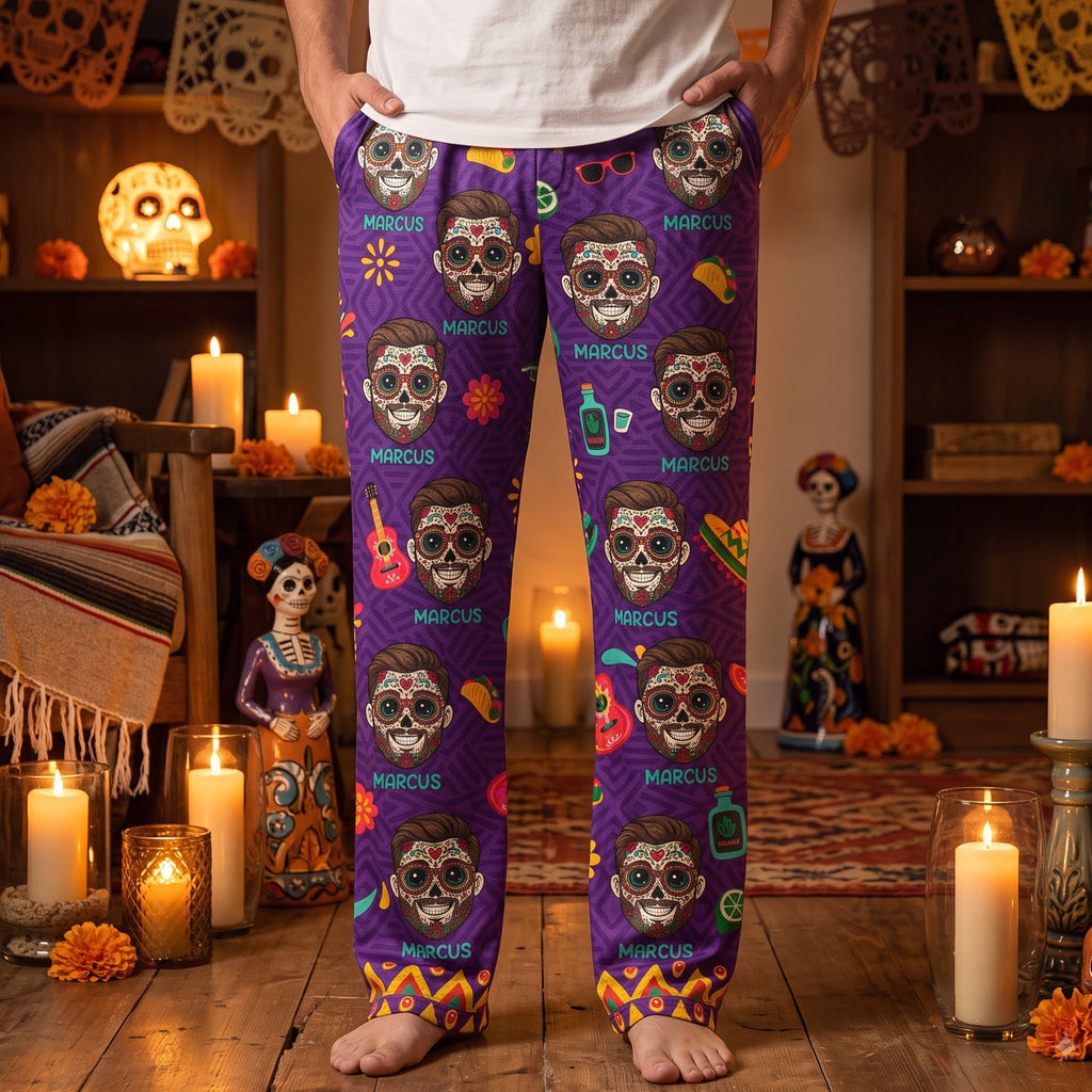 Custom Foto Dia De Los Muertos Mexican Day Of The Dead - Personalized Lounge Pants