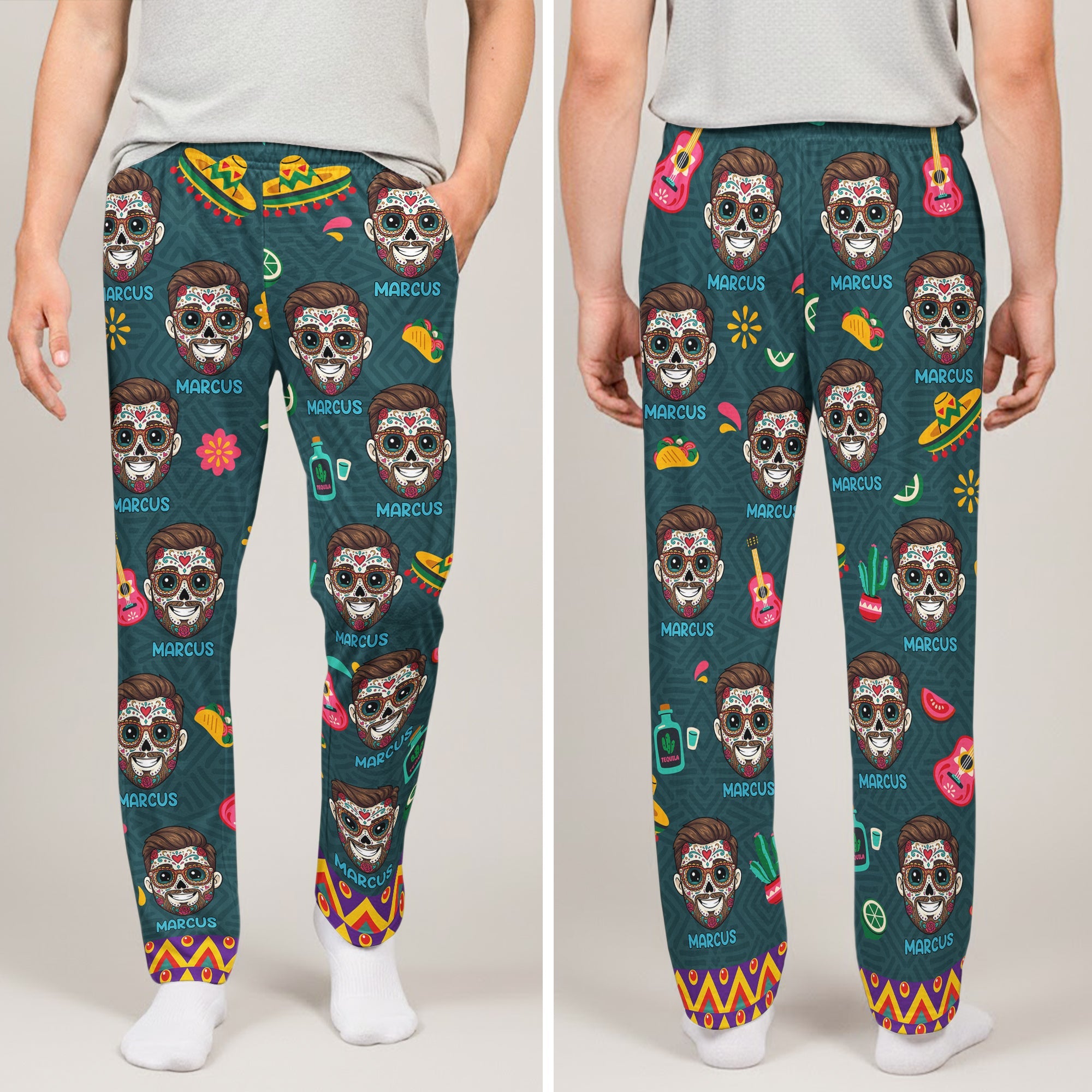Custom Foto Dia De Los Muertos Mexican Day Of The Dead - Personalized Lounge Pants