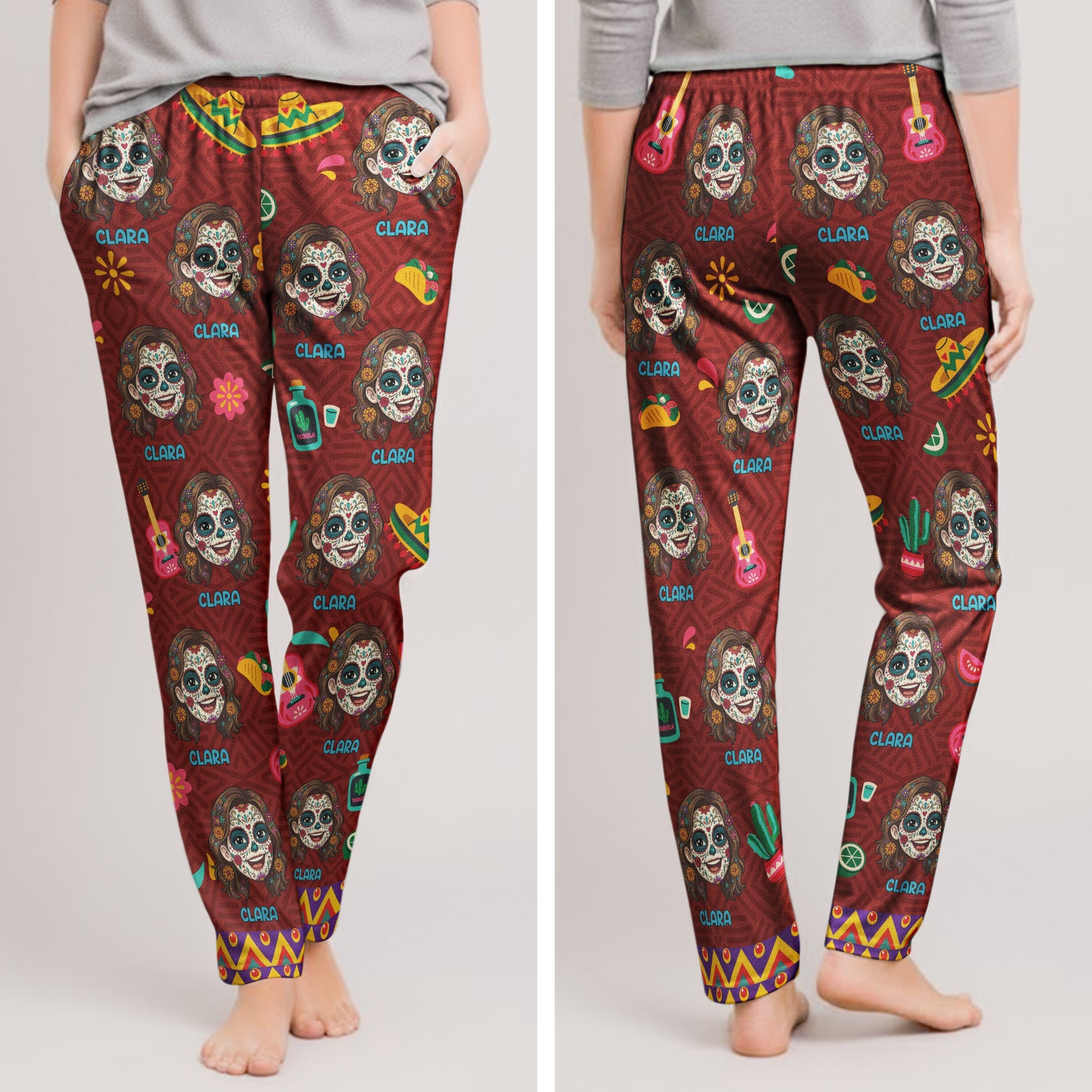Custom Foto Dia De Los Muertos Mexican Day Of The Dead - Personalized Lounge Pants