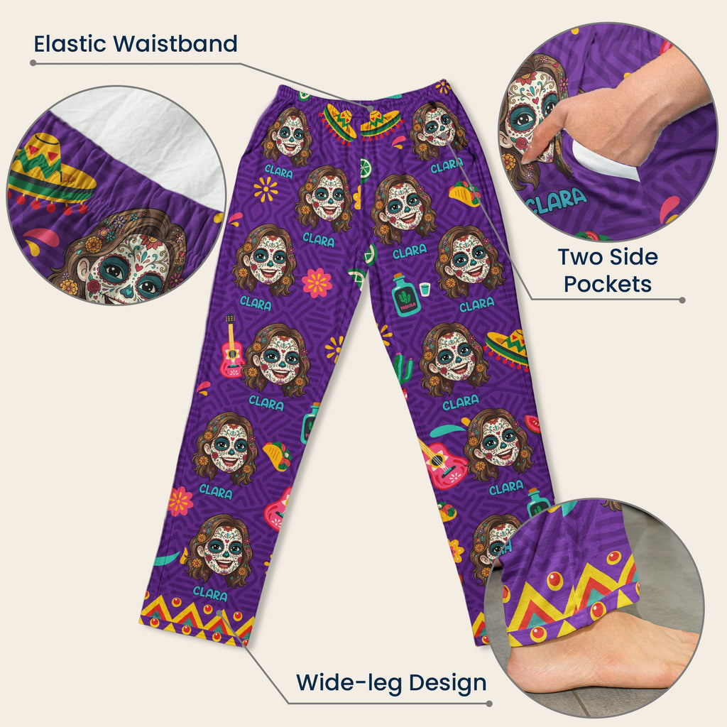 Custom Foto Dia De Los Muertos Mexican Day Of The Dead - Personalized Lounge Pants