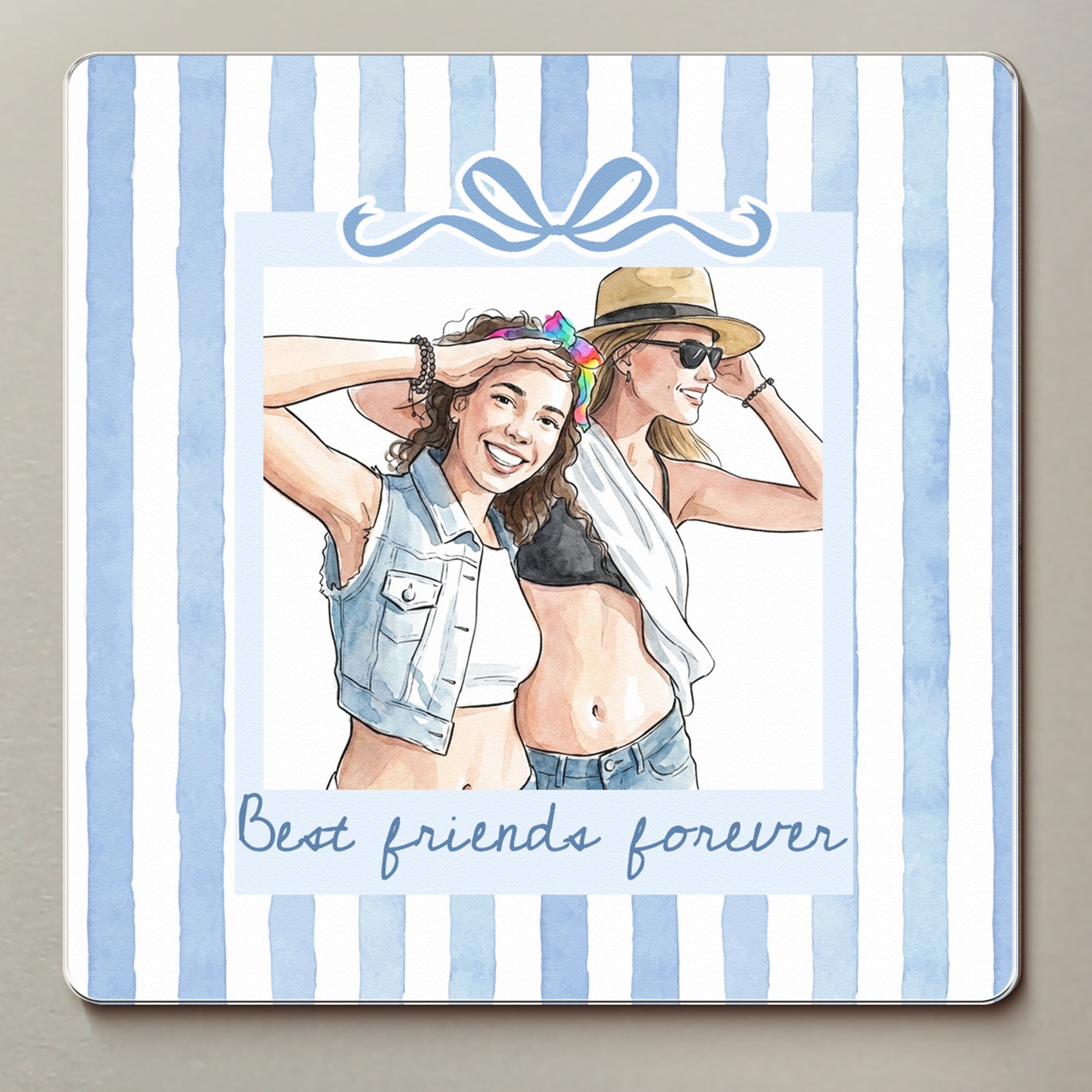 Custom Friends Photo Watercolor Friendship Gifts Thank You Gift For BFF, Coworkers - Personalized Magnet