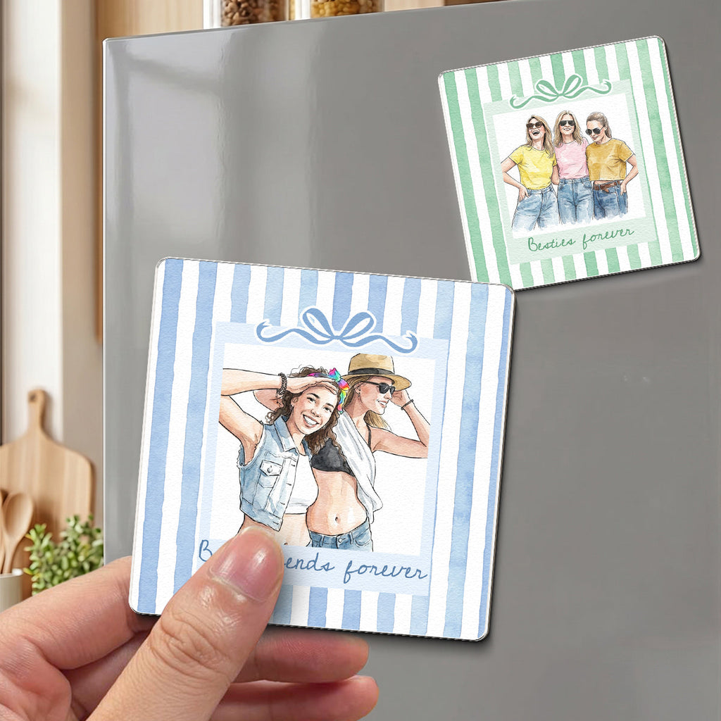 Custom Friends Photo Watercolor Friendship Gifts Thank You Gift For BFF, Coworkers - Personalized Magnet