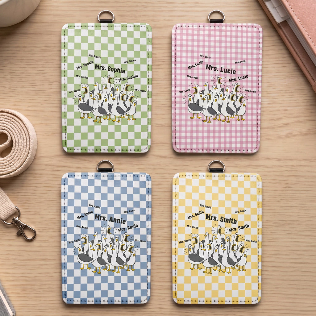 Custom Funny Seagulls Teacher - Personalized Badge Holder