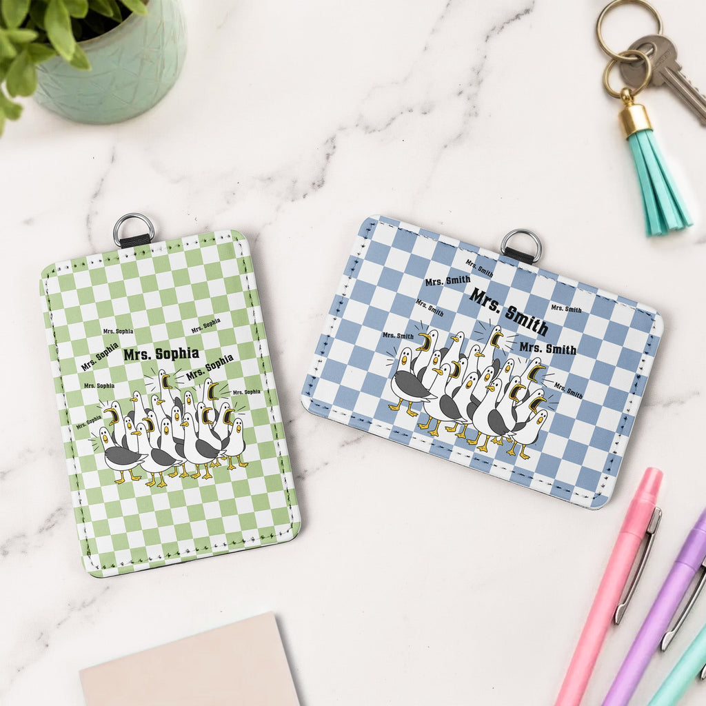 Custom Funny Seagulls Teacher - Personalized Badge Holder