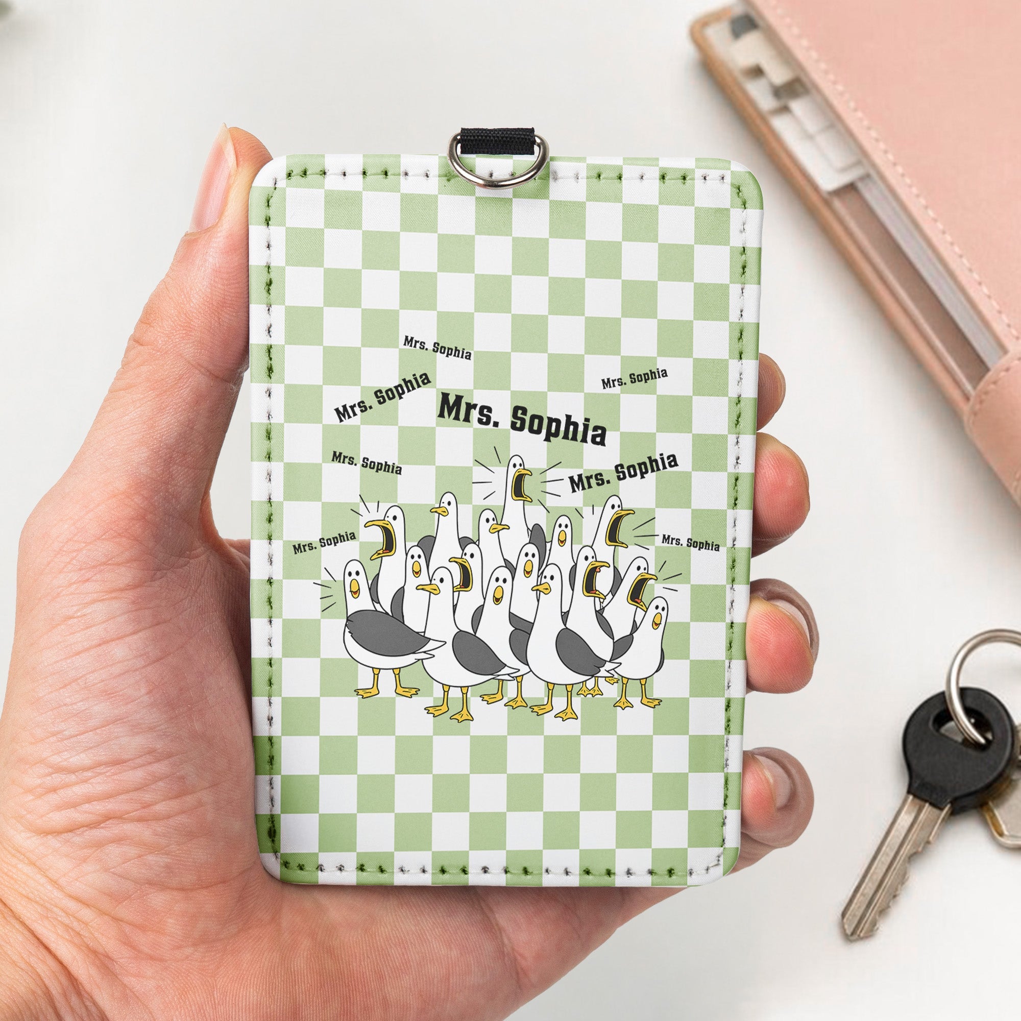 Custom Funny Seagulls Teacher - Personalized Badge Holder