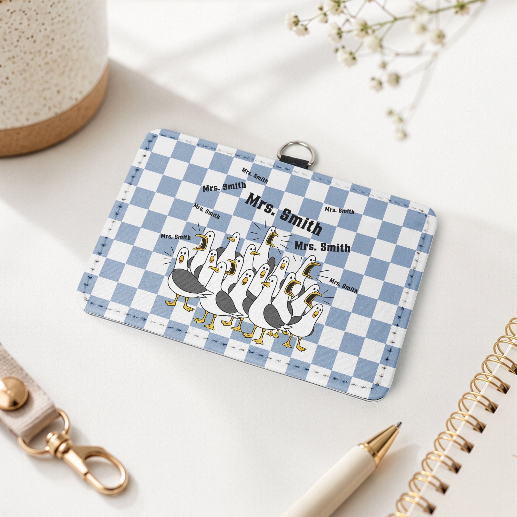 Custom Funny Seagulls Teacher - Personalized Badge Holder