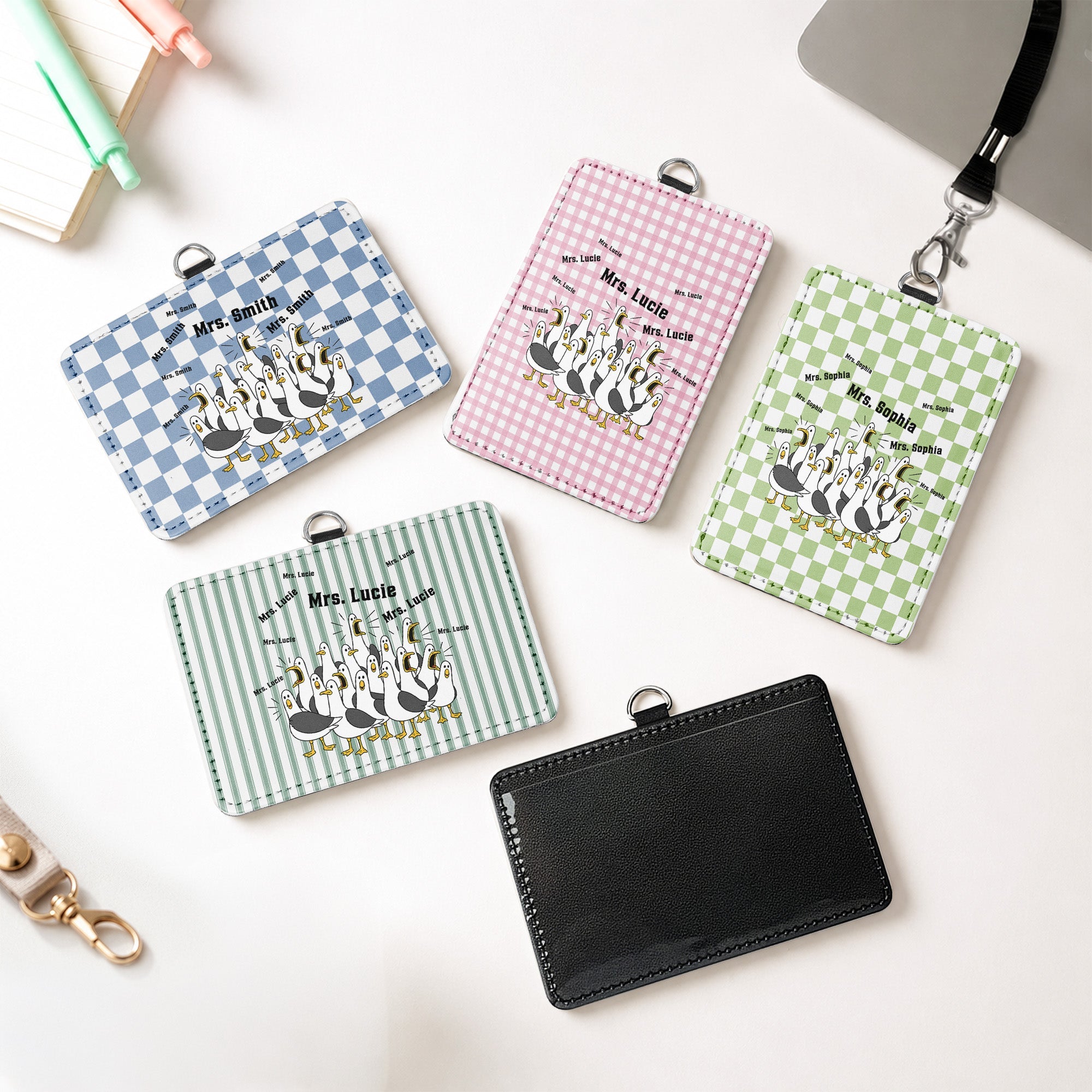 Custom Funny Seagulls Teacher - Personalized Badge Holder
