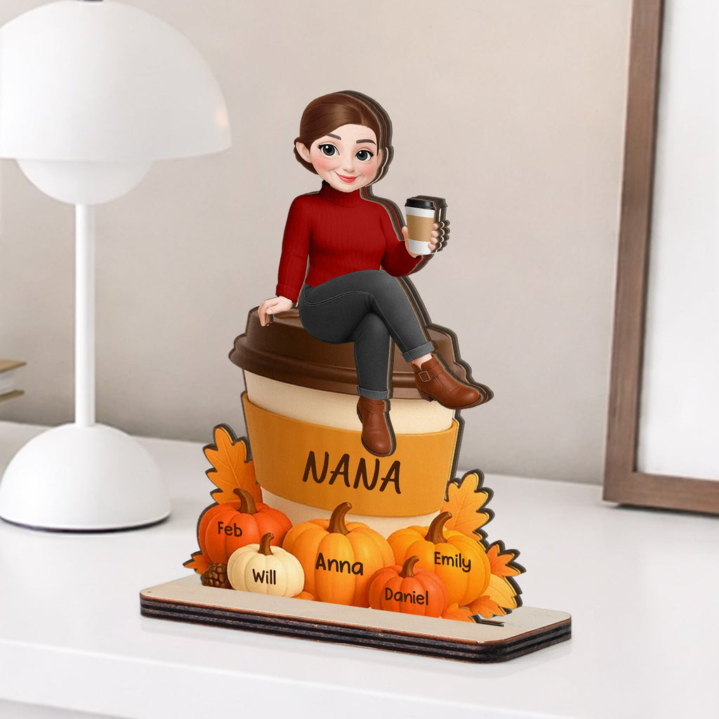 Custom Grandkids Name Fall Vibe Gift For Grandma, Nana - Personalized Wooden Plaque