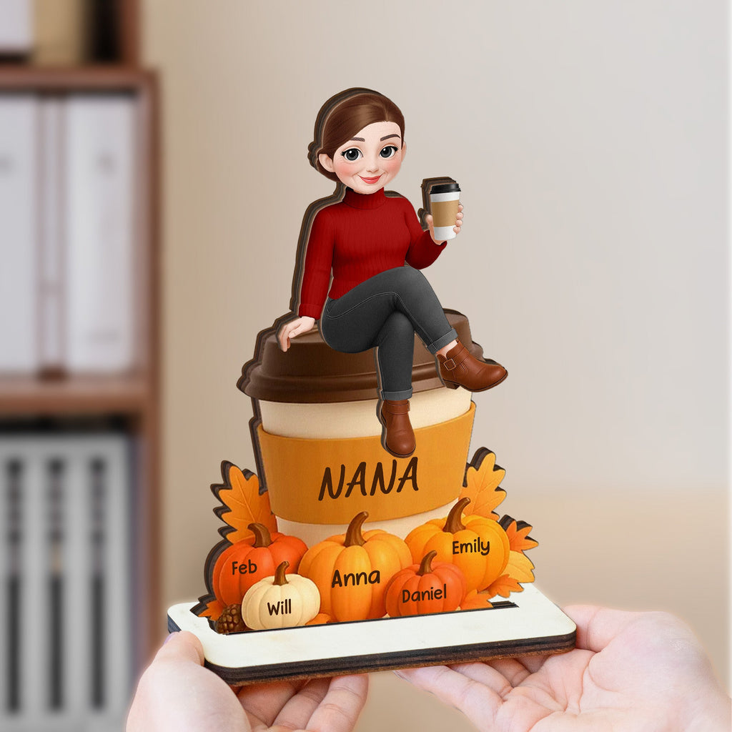 Custom Grandkids Name Fall Vibe Gift For Grandma, Nana - Personalized Wooden Plaque