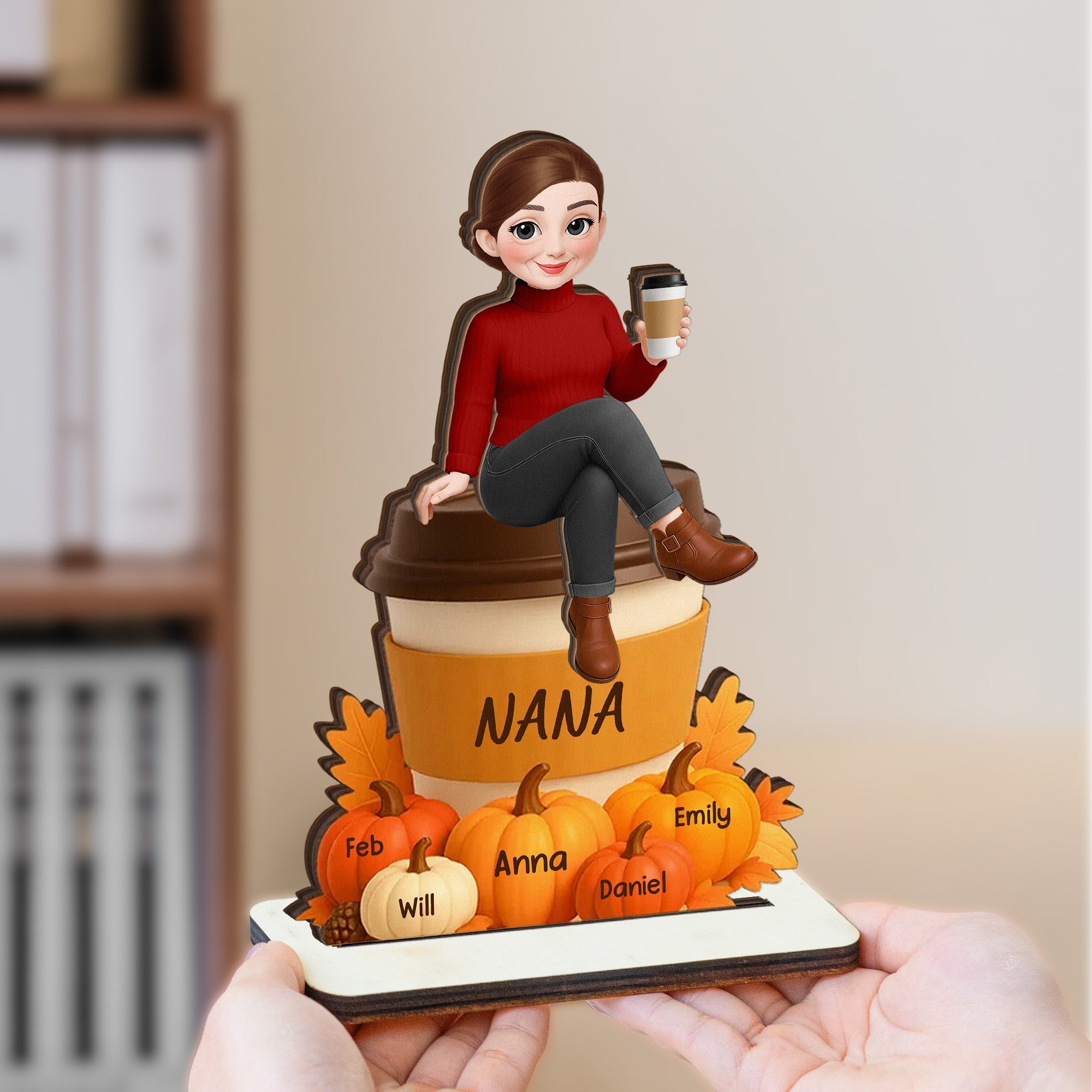 Custom Grandkids Name Fall Vibe Gift For Grandma, Nana - Personalized Wooden Plaque