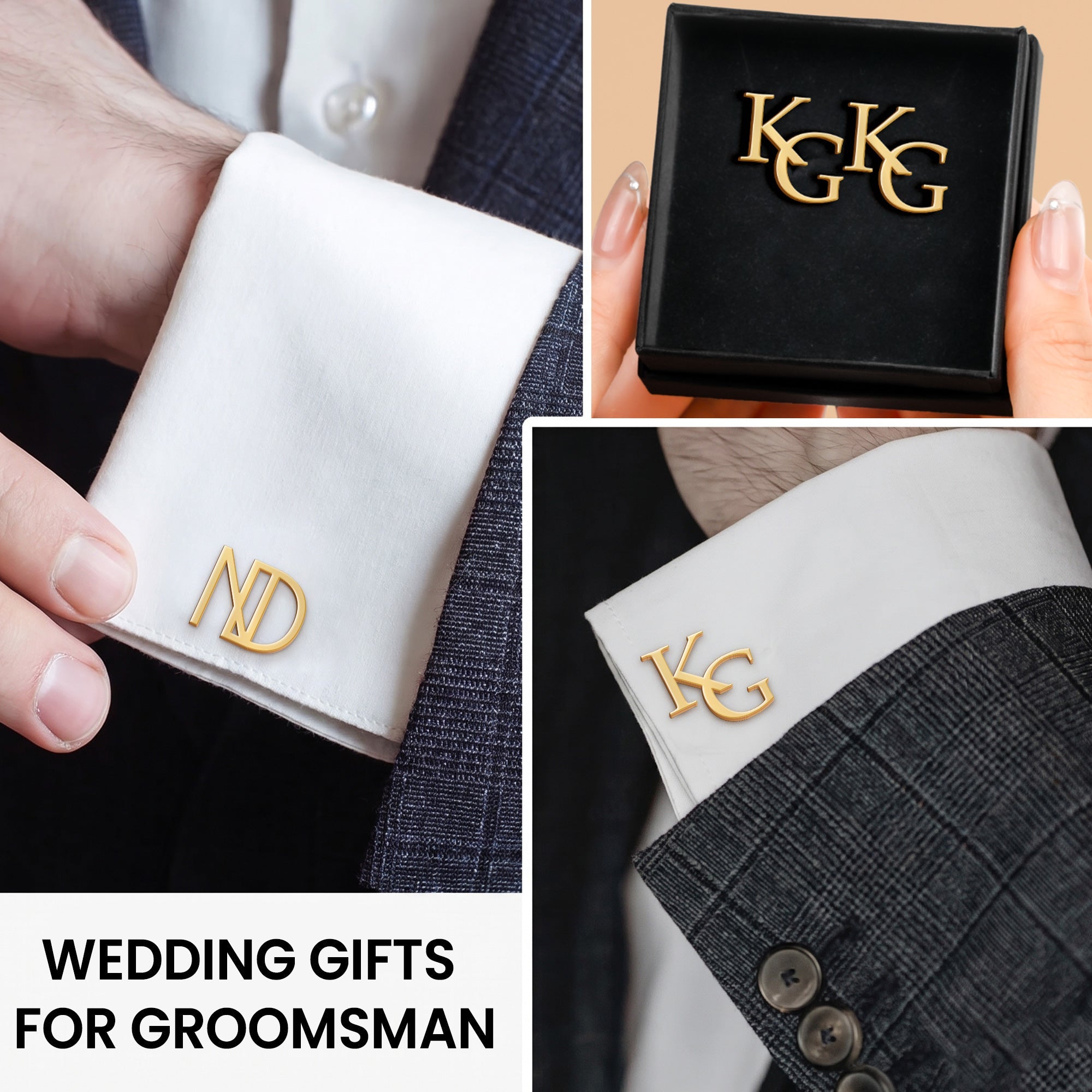 Custom Initial Cufflinks Wedding Gifts For Groomsman, Best Man - Custom Cufflinks