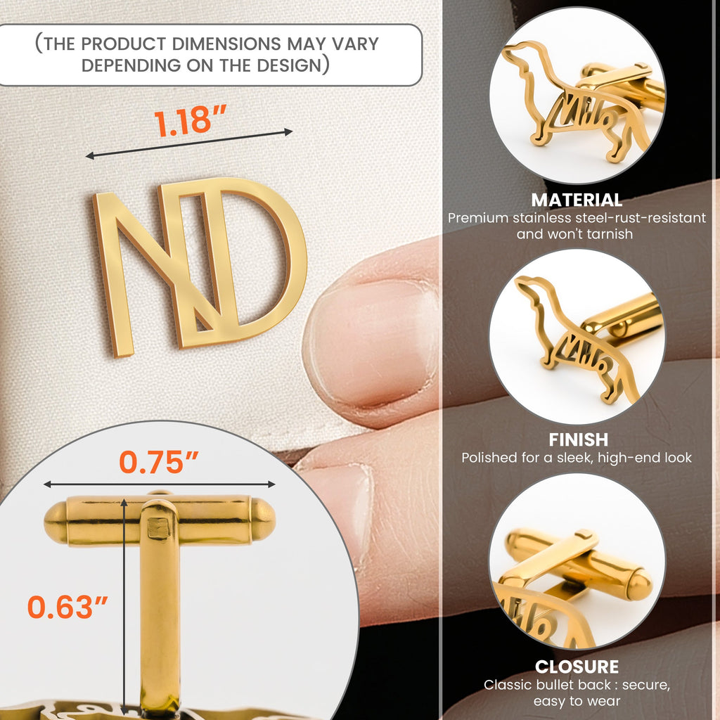 Custom Initial Cufflinks Wedding Gifts For Groomsman, Best Man - Custom Cufflinks
