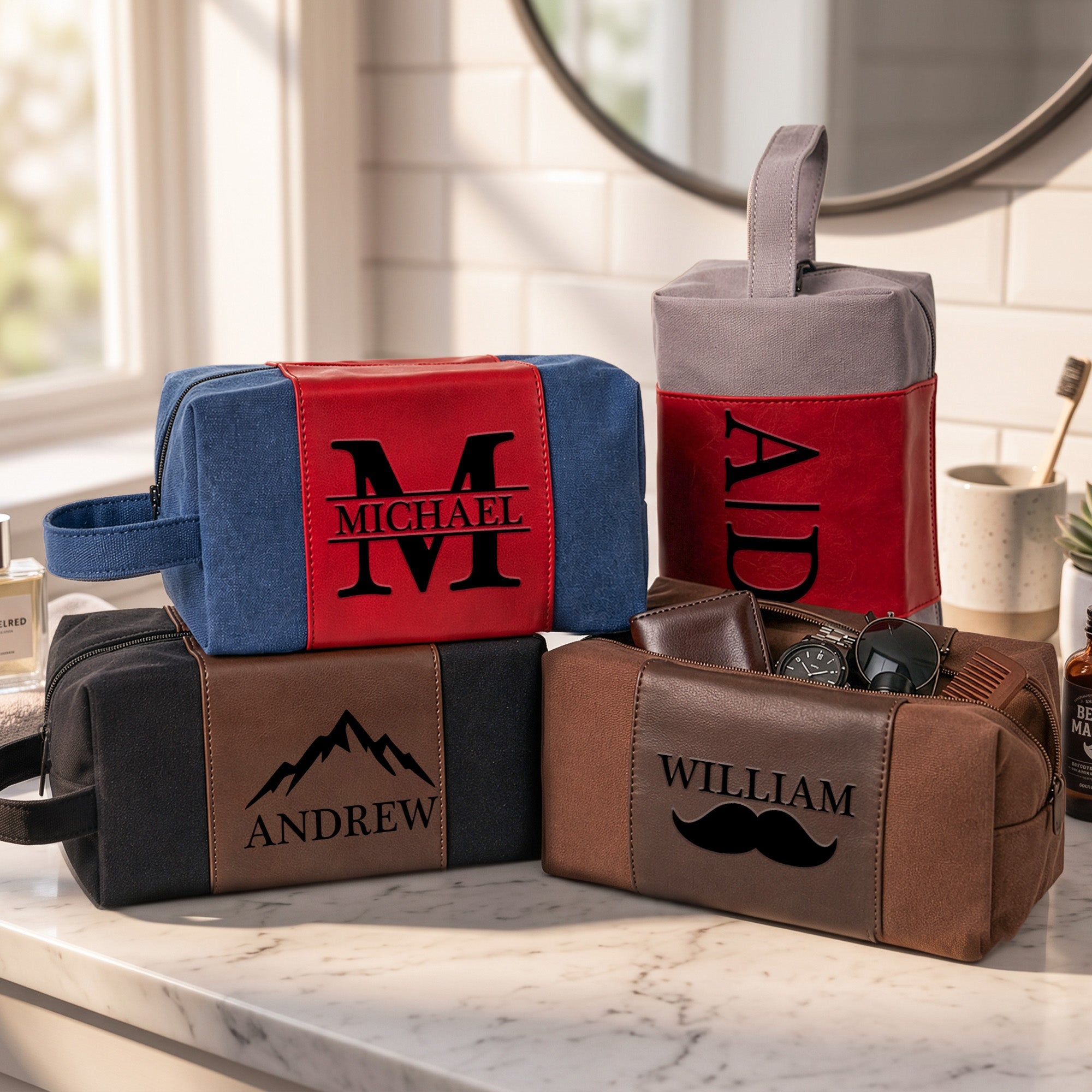 Custom Initial Names For Him, Son, Husband, Boyfriend, Boss, Broomsmen - Personalized Toiletry Bag