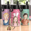 Custom Kid Photo Watercolor Back To School Gifts For Son, Daughter, Grandkids - Personalized Water Bottle