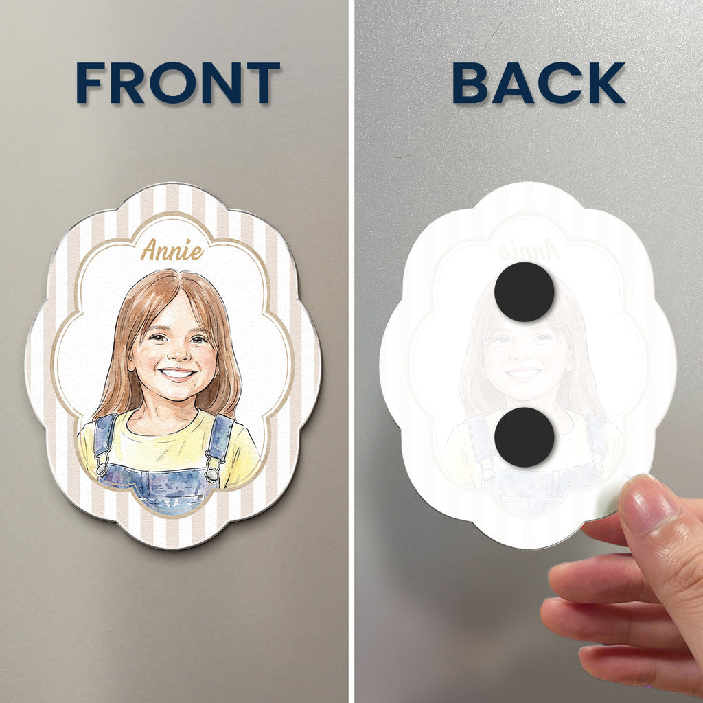 Custom Kid Photo Watercolor Gifts For Son, Daughter, Grandkids - Personalized Magnet