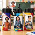 Custom Kid Portrait Vintage Retro Art Comic Cover Style - Personalized Water Bottle
