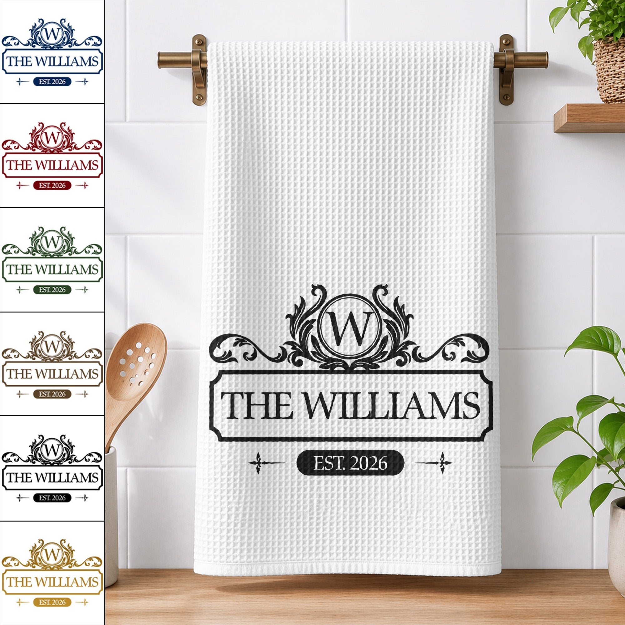 Custom Monogram New House Gift For Couple - Personalized Kitchen Towel