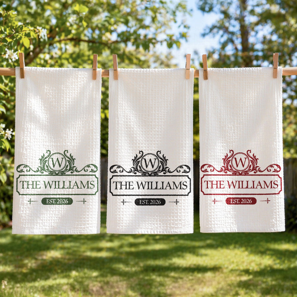 Custom Monogram New House Gift For Couple - Personalized Kitchen Towel