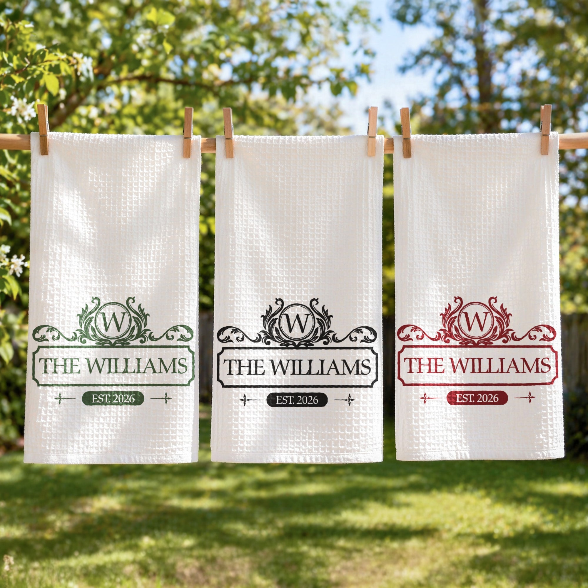 Custom Monogram New House Gift For Couple - Personalized Kitchen Towel