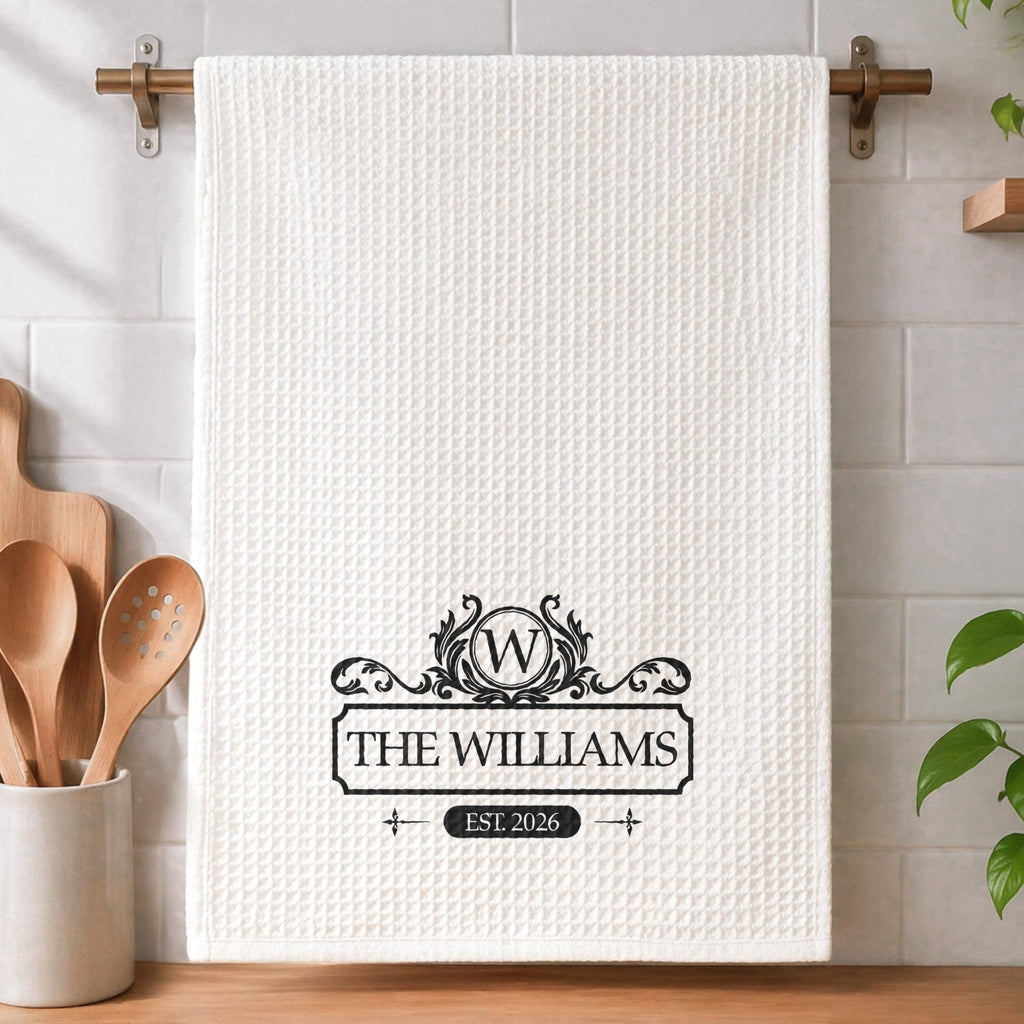 Custom Monogram New House Gift For Couple - Personalized Kitchen Towel