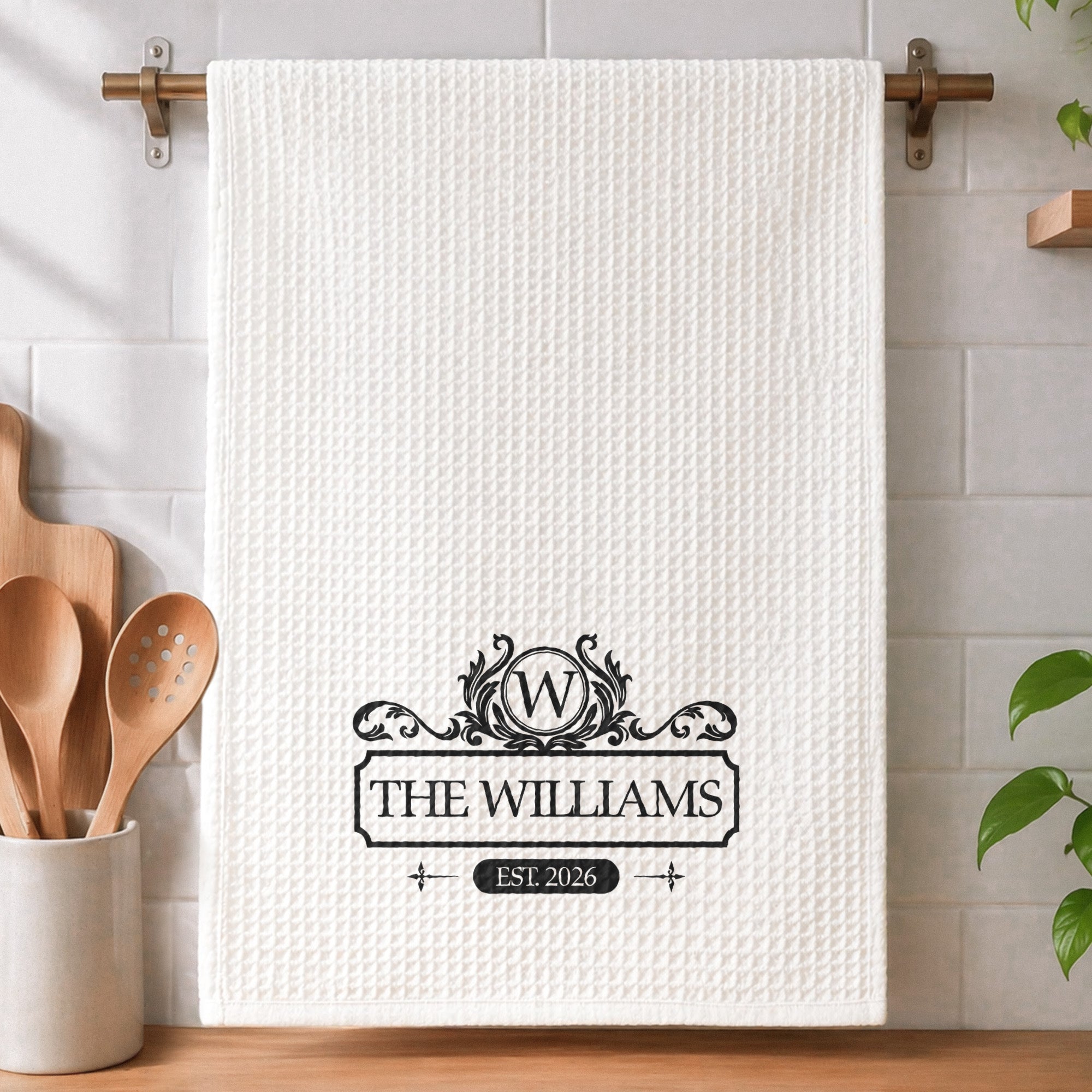 Custom Monogram New House Gift For Couple - Personalized Kitchen Towel