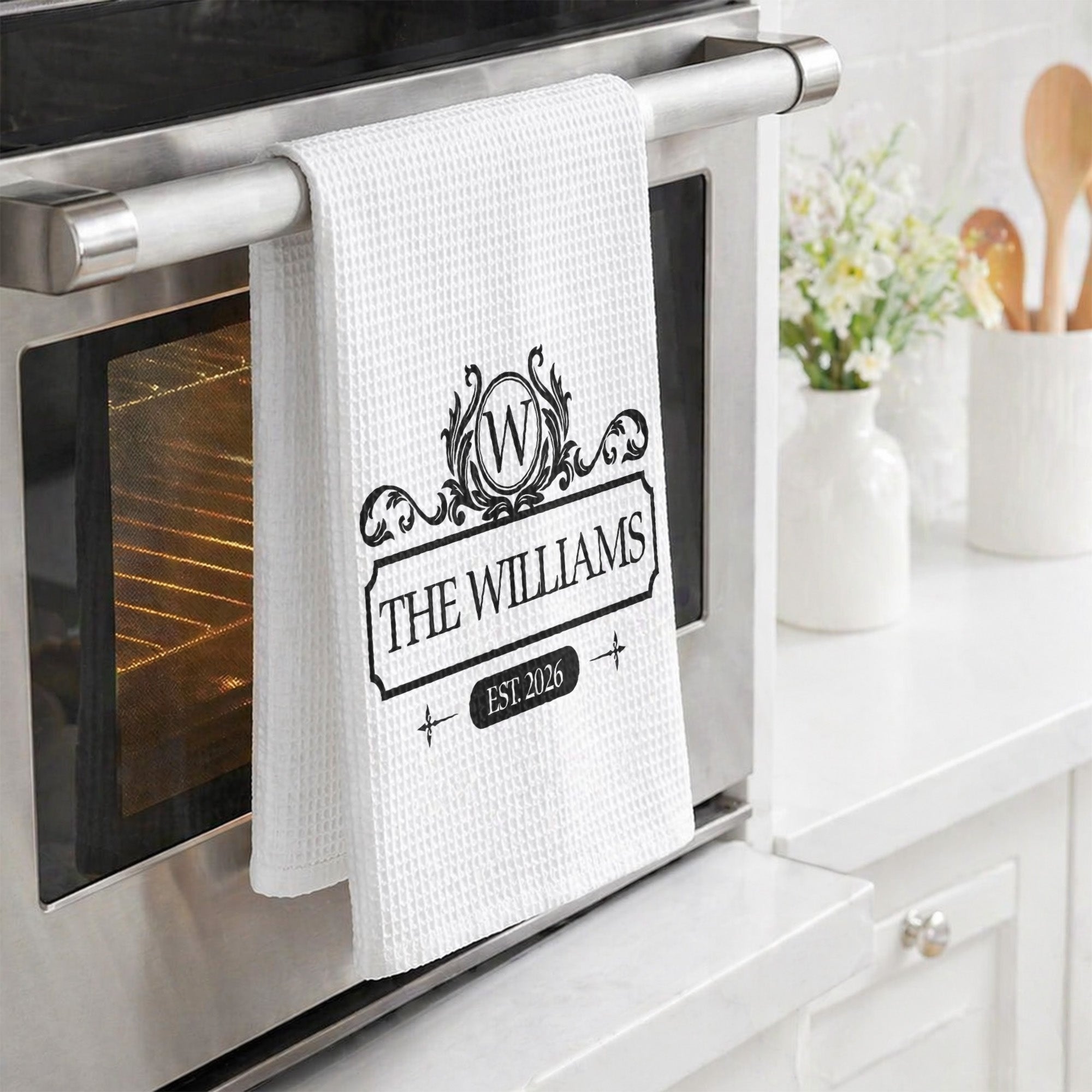 Custom Monogram New House Gift For Couple - Personalized Kitchen Towel