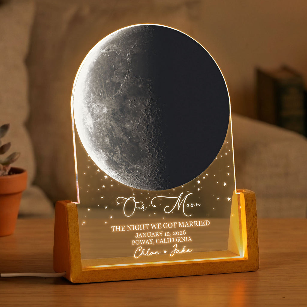 Custom Moon Phase, For Her, Him - Our Moon Romantic Couples Gifts - Personalized Night Light