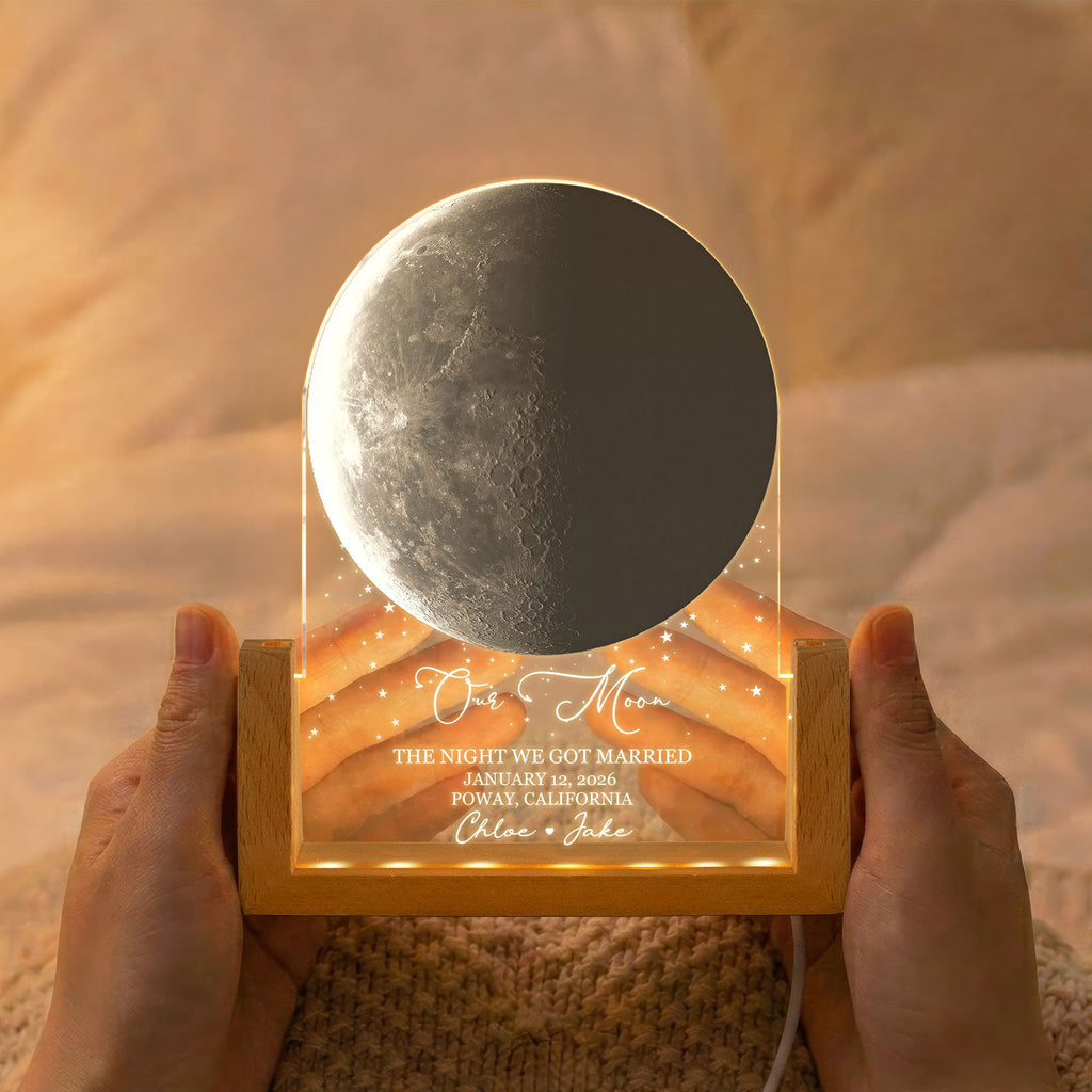 Custom Moon Phase, For Her, Him - Our Moon Romantic Couples Gifts - Personalized Night Light
