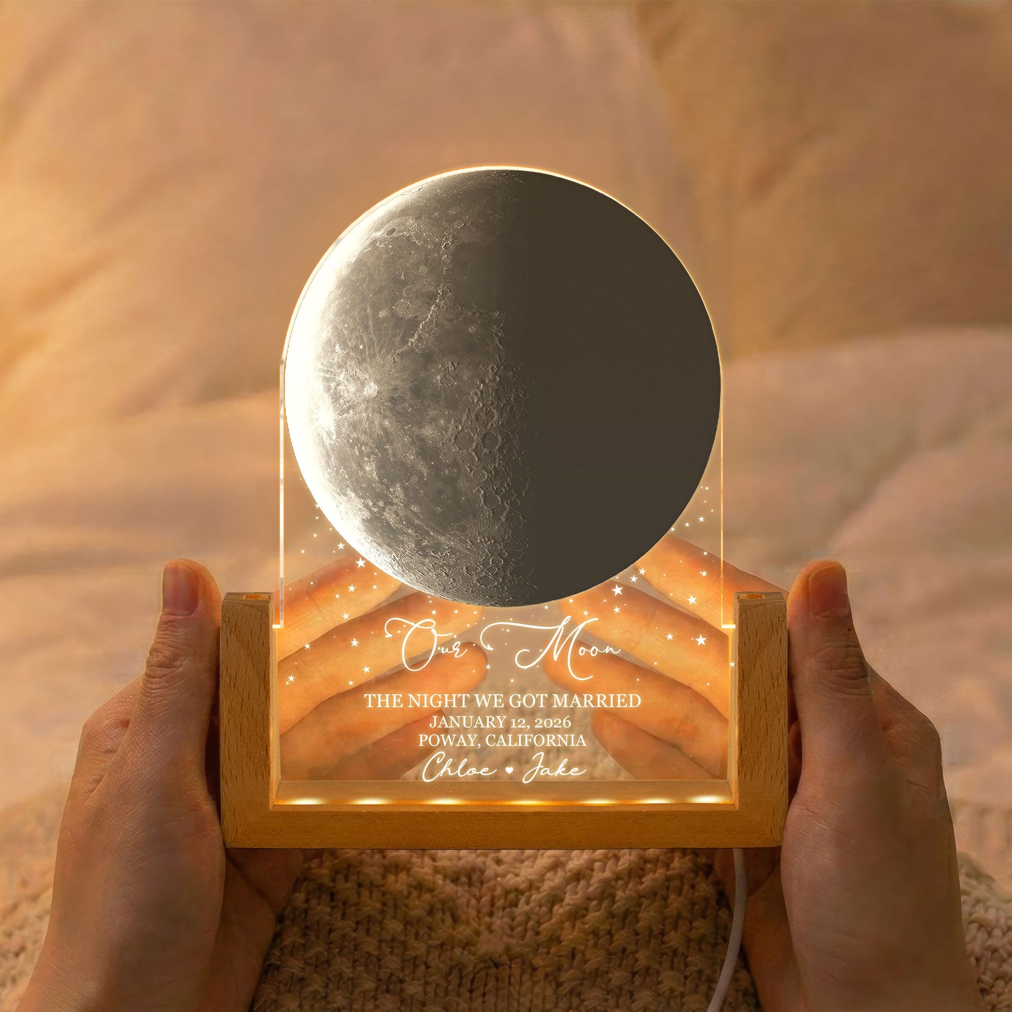 Custom Moon Phase, For Her, Him - Our Moon Romantic Couples Gifts - Personalized Night Light