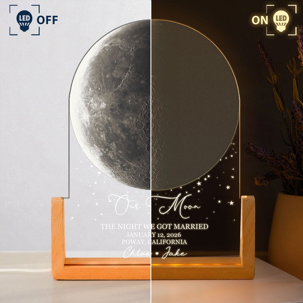 Custom Moon Phase, For Her, Him - Our Moon Romantic Couples Gifts - Personalized Night Light