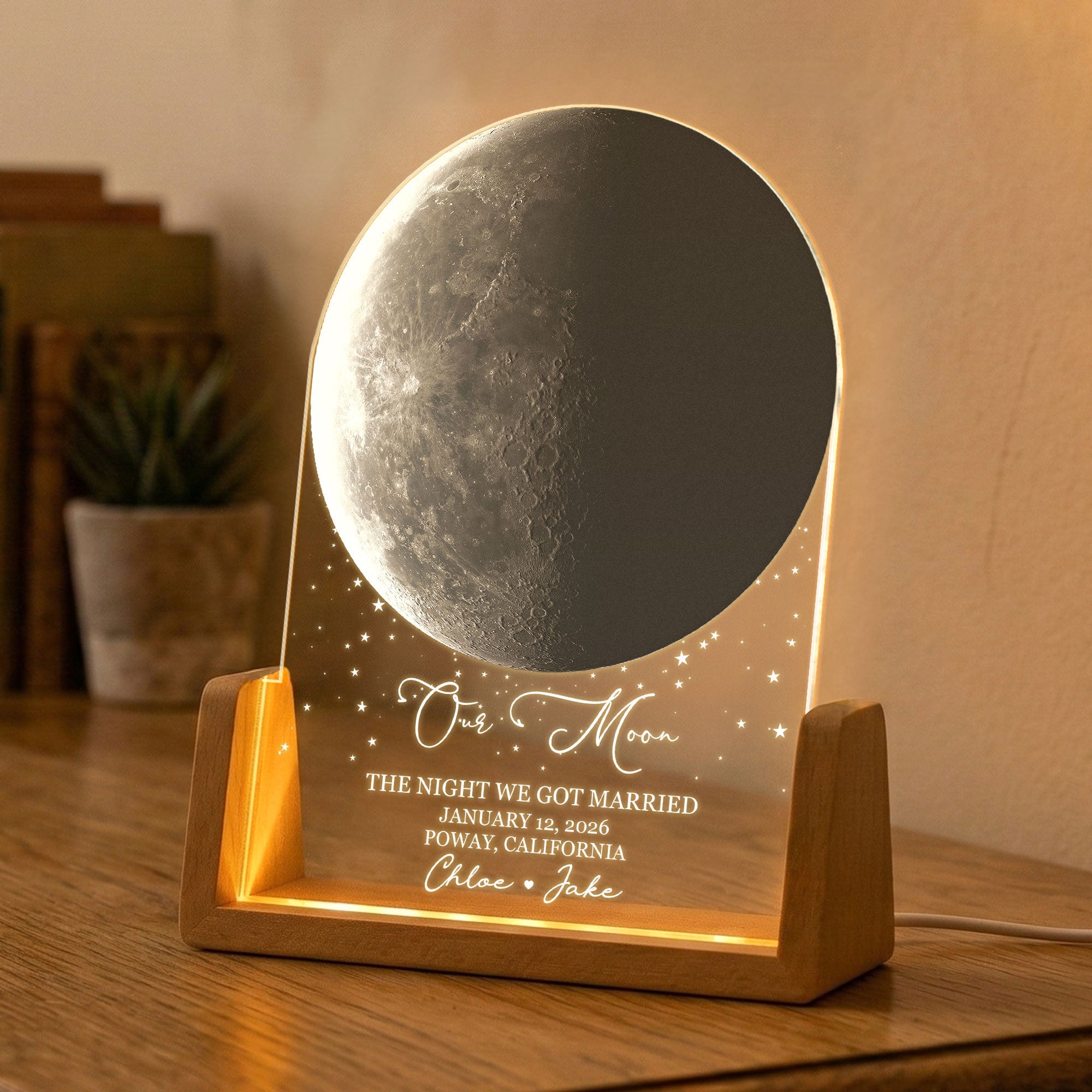 Custom Moon Phase, For Her, Him - Our Moon Romantic Couples Gifts - Personalized Night Light