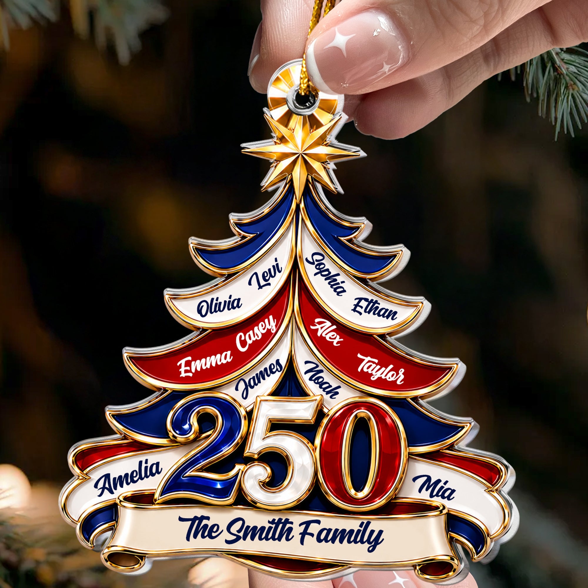 Custom Name 250 Years Of Freedom USA - Personalized Ornament