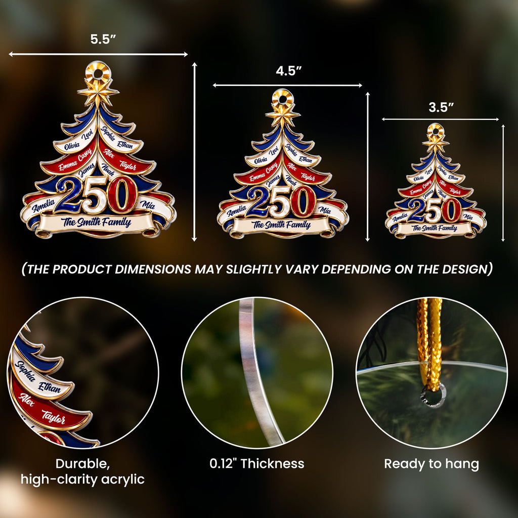 Custom Name 250 Years Of Freedom USA - Personalized Ornament