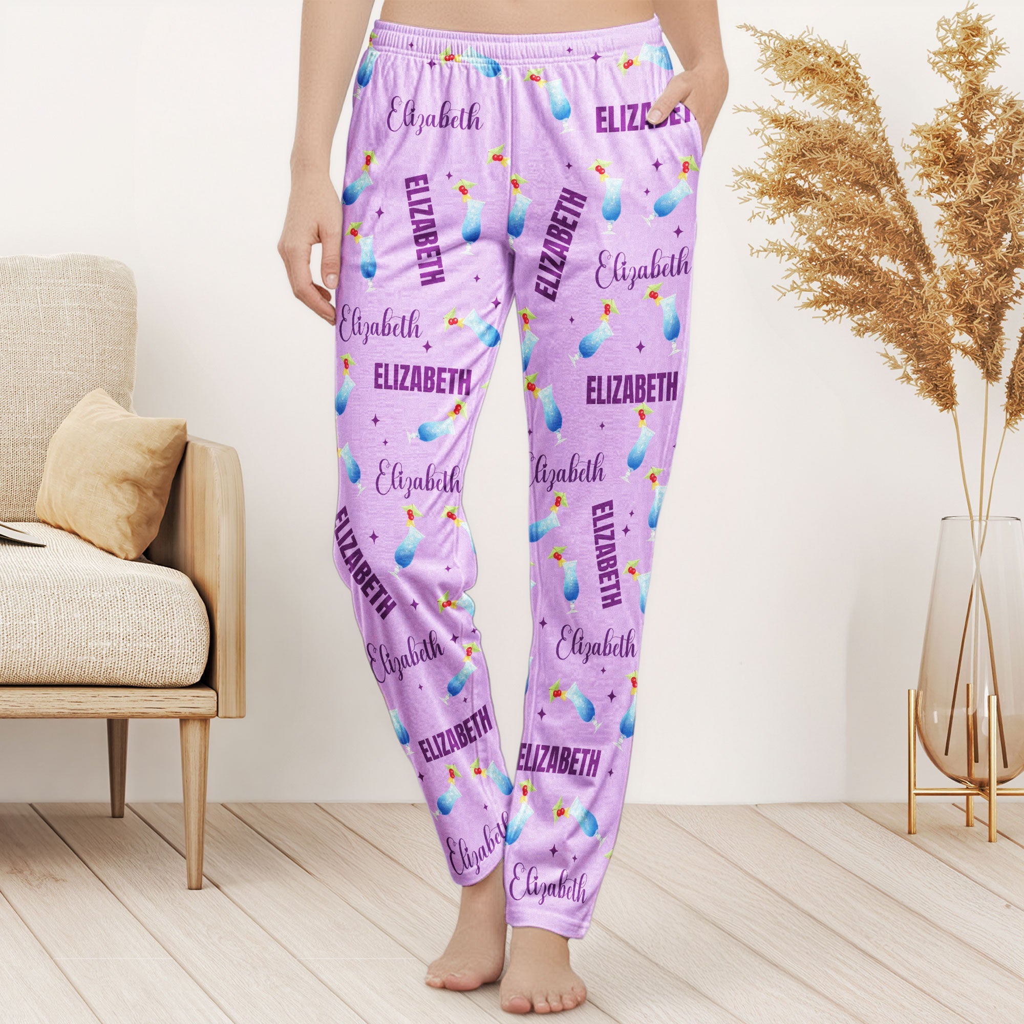 Custom Name & Ahcohol, Cocktail, Wine - Personalized Sweatpants, Lounge Pants