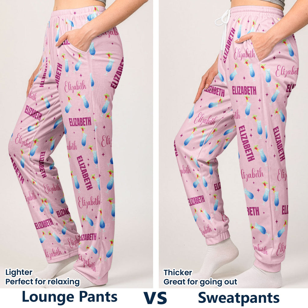 Custom Name & Ahcohol, Cocktail, Wine - Personalized Sweatpants, Lounge Pants