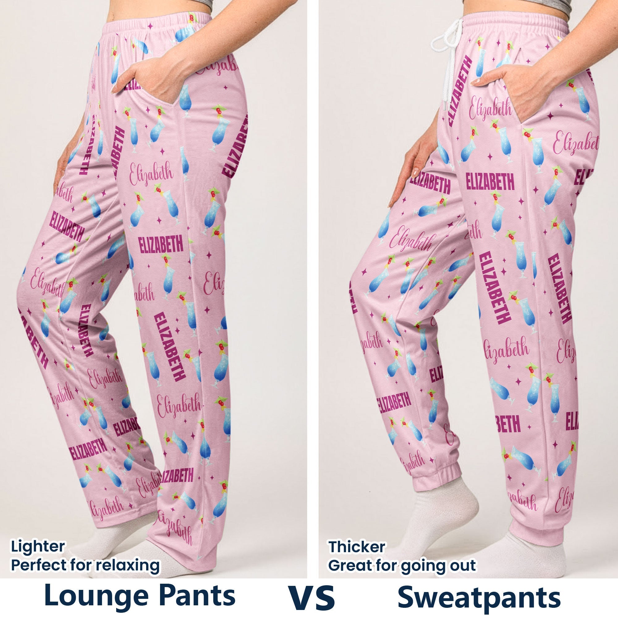 Custom Name & Ahcohol, Cocktail, Wine - Personalized Sweatpants, Lounge Pants