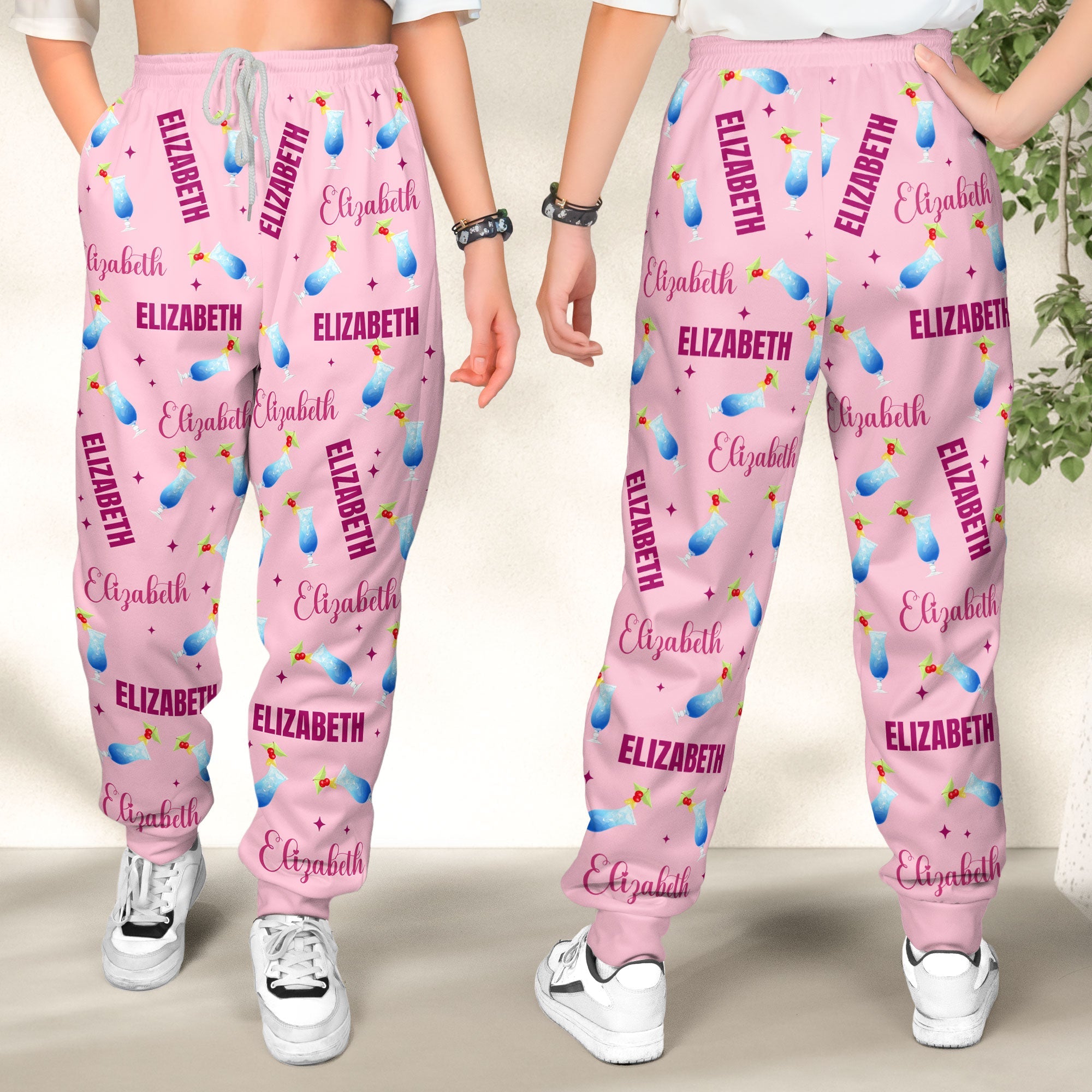 Custom Name & Ahcohol, Cocktail, Wine - Personalized Sweatpants, Lounge Pants
