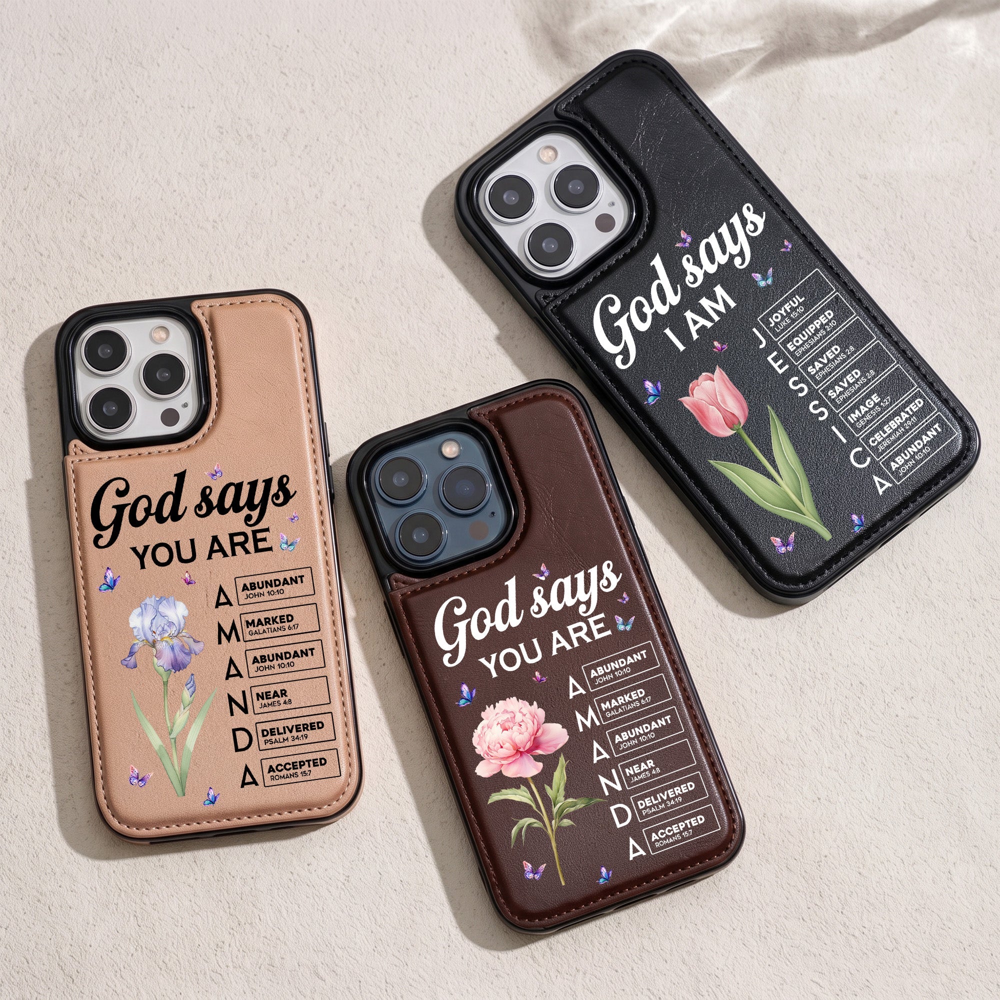 Custom Name & Birth Flower Bible Verses New Version - Personalized Phone Case
