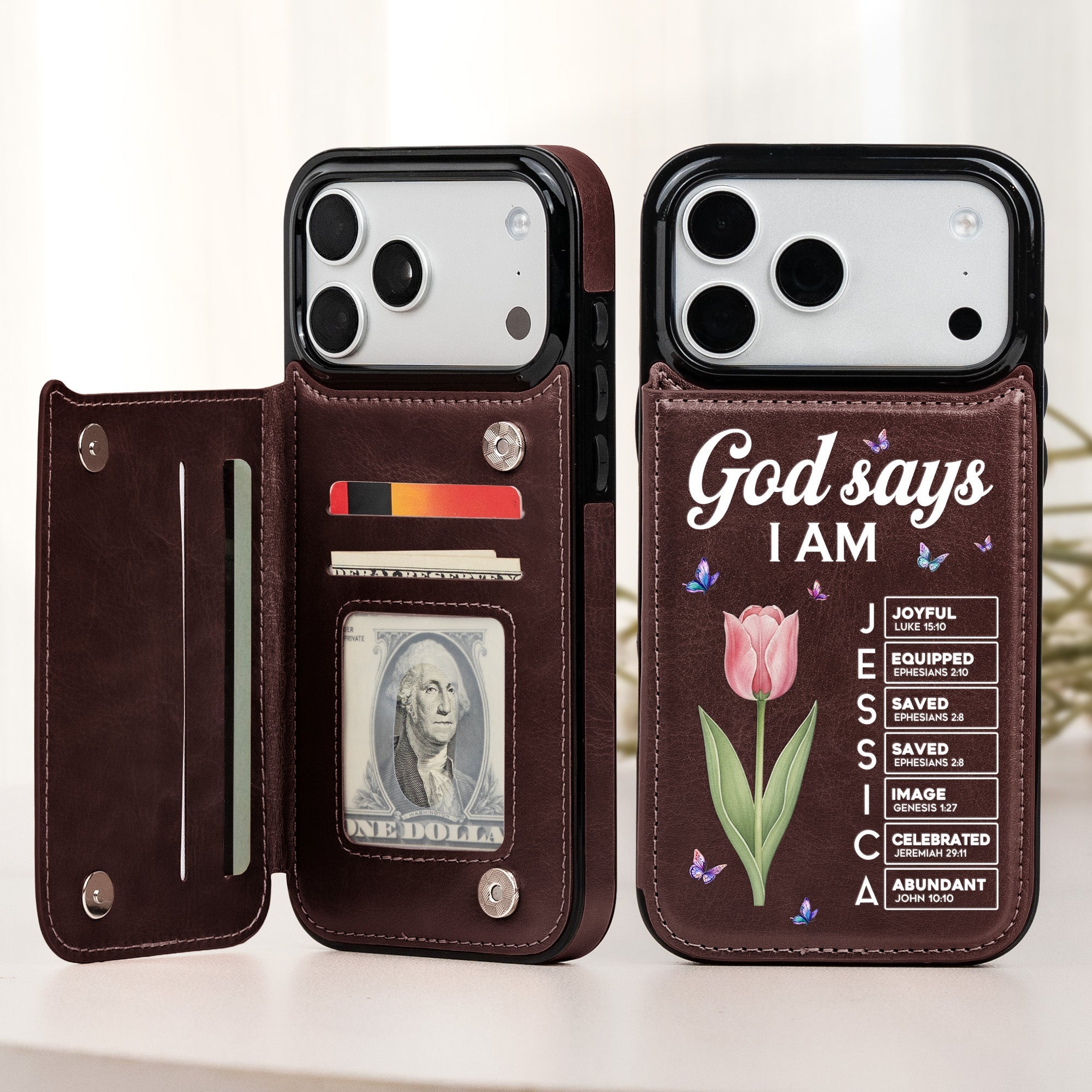Custom Name & Birth Flower Bible Verses New Version - Personalized Phone Case